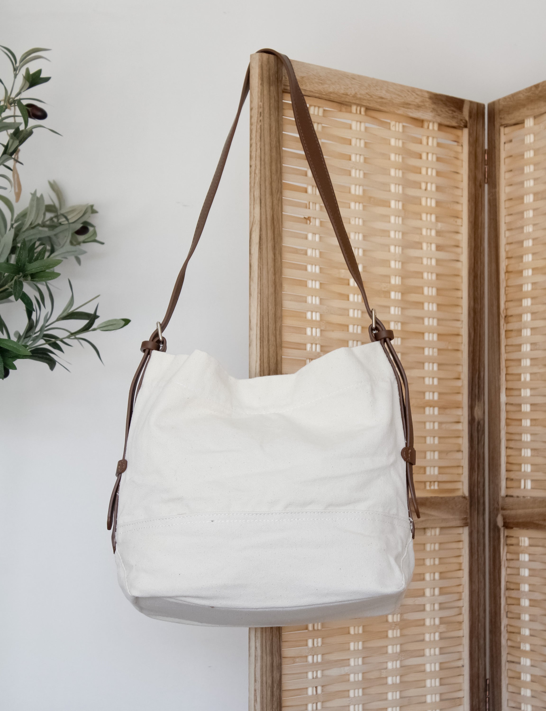 Cartera Loneta Mango Cuero