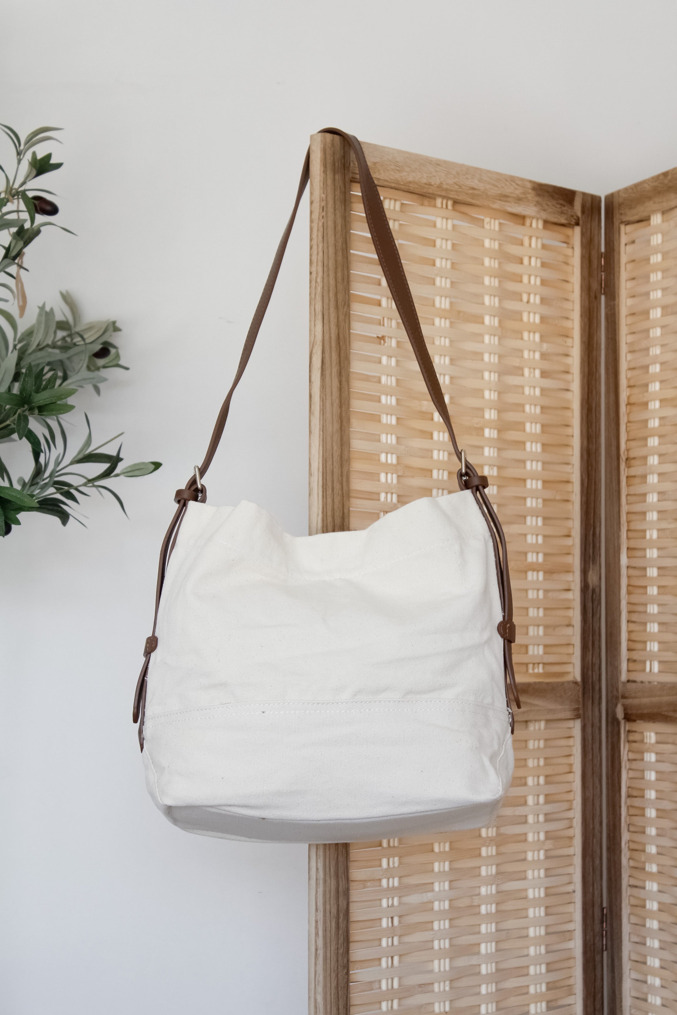 Cartera Loneta Mango Cuero