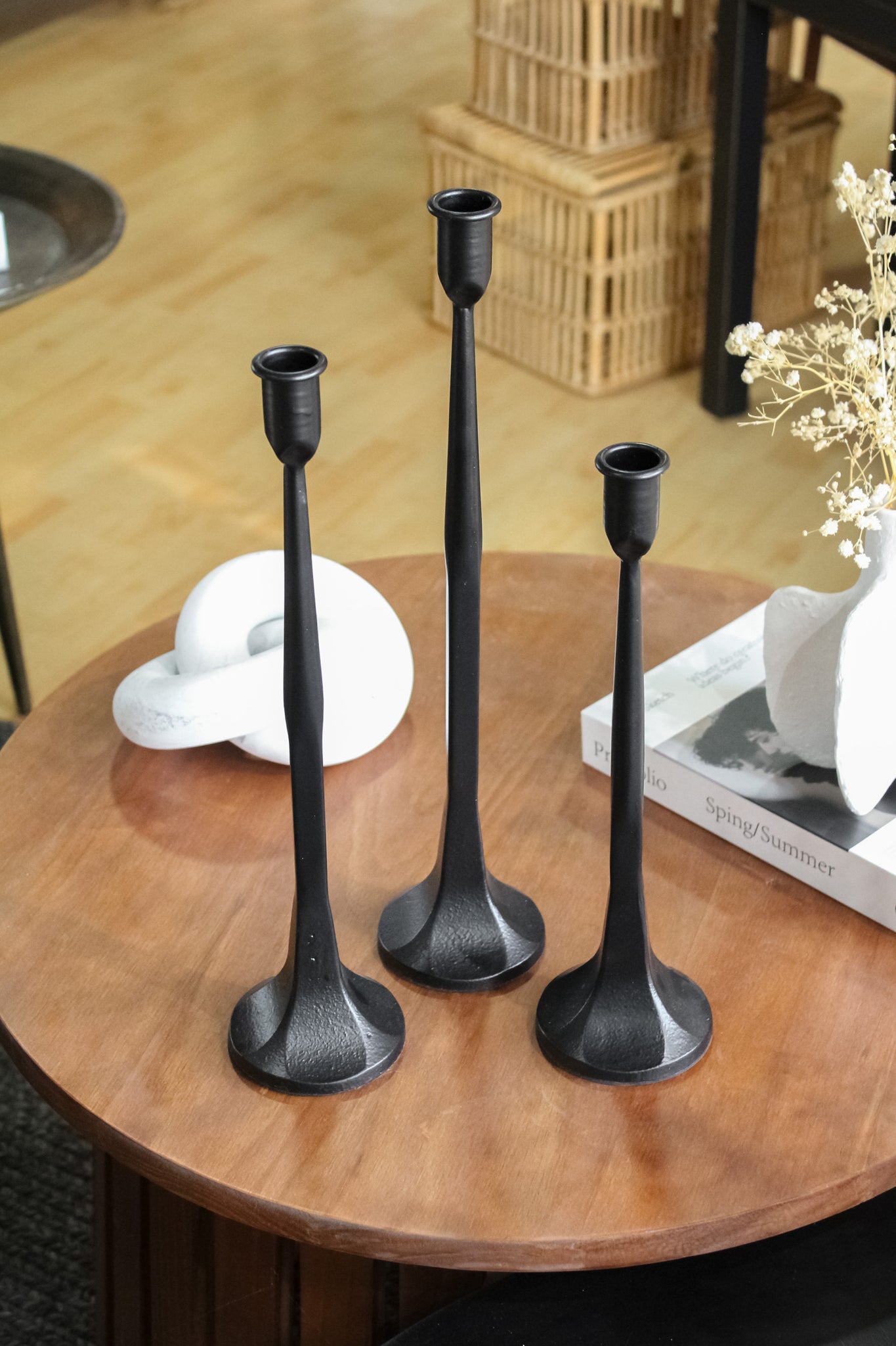 Set Candelabros metal Negro