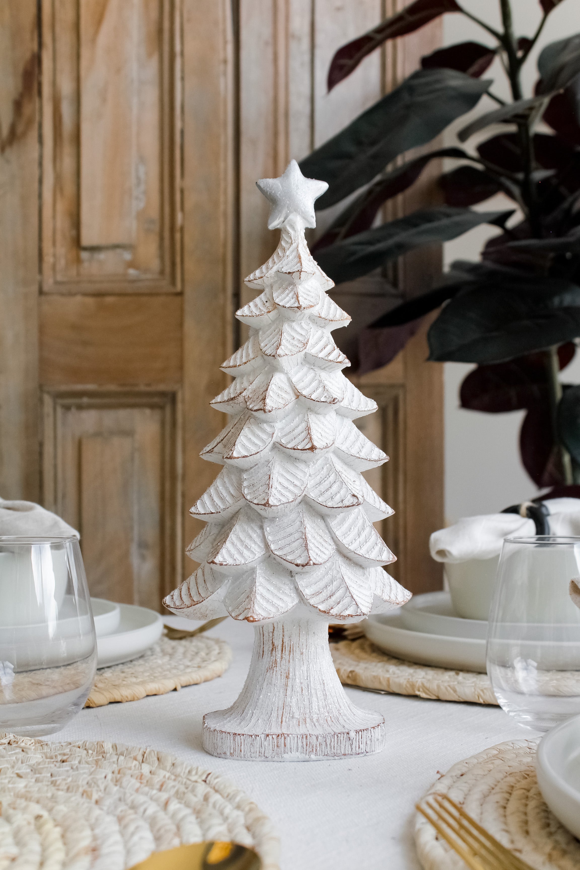 Pino Navidad Blanco Hoja Redonda