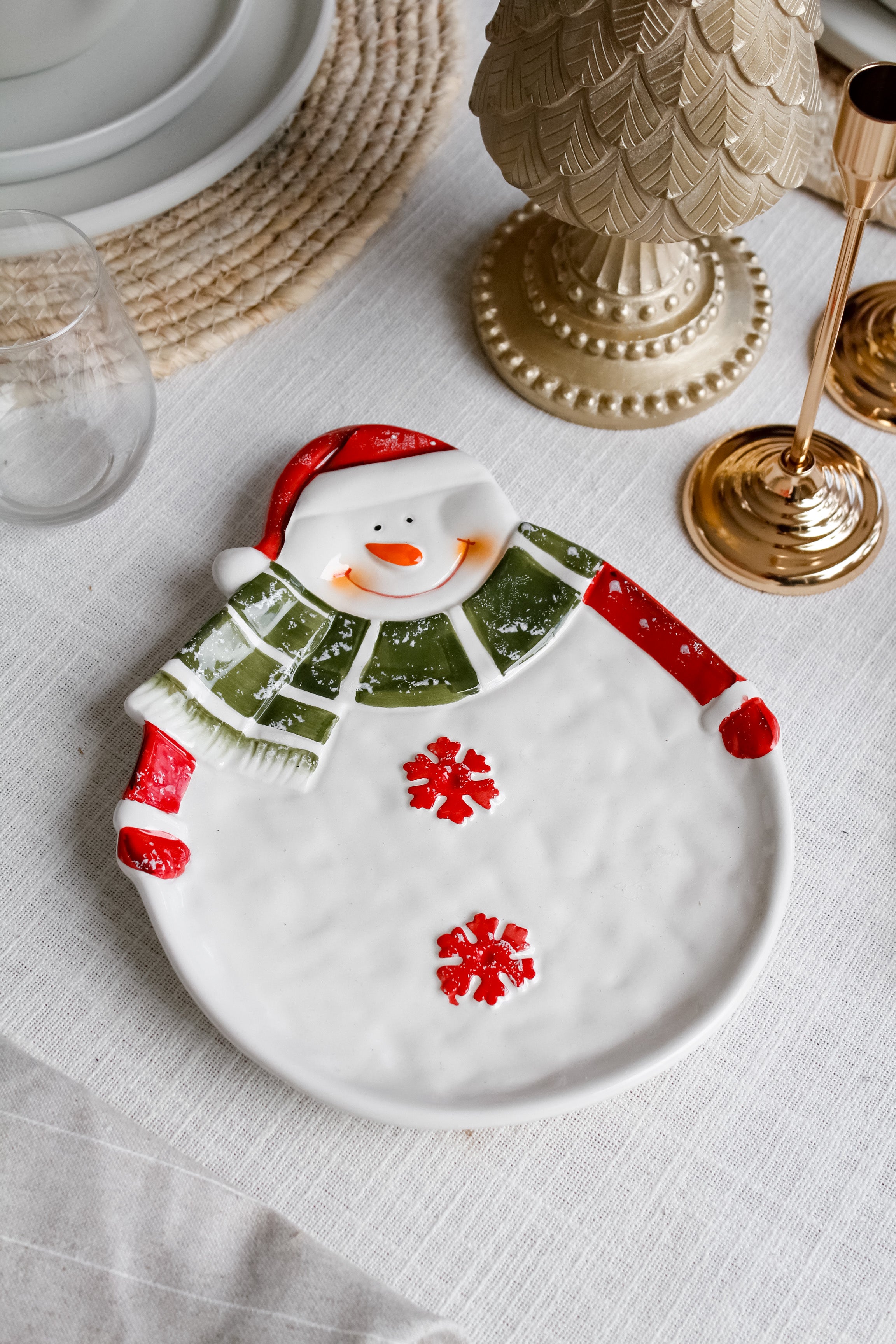 Plato Muñeco de Nieve Navideño