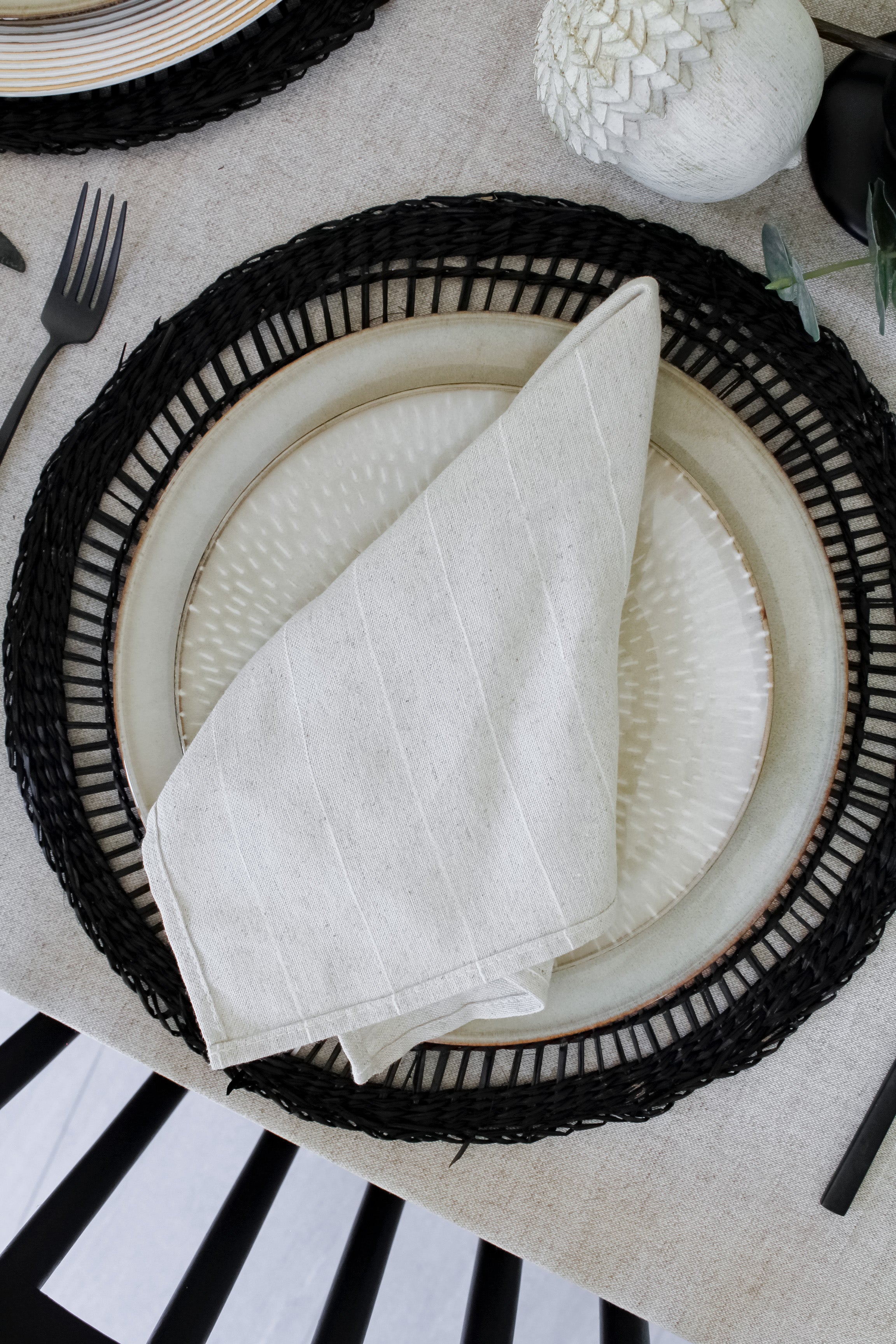 Set Servilletas Beige con Líneas (x4)