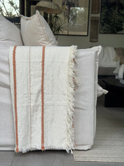 Manta Beige Franja Terracota
