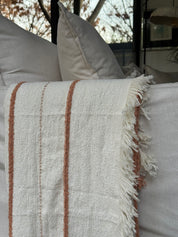 Manta Beige Franja Terracota