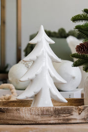 Pino Navidad Cerámica Blanco Liso