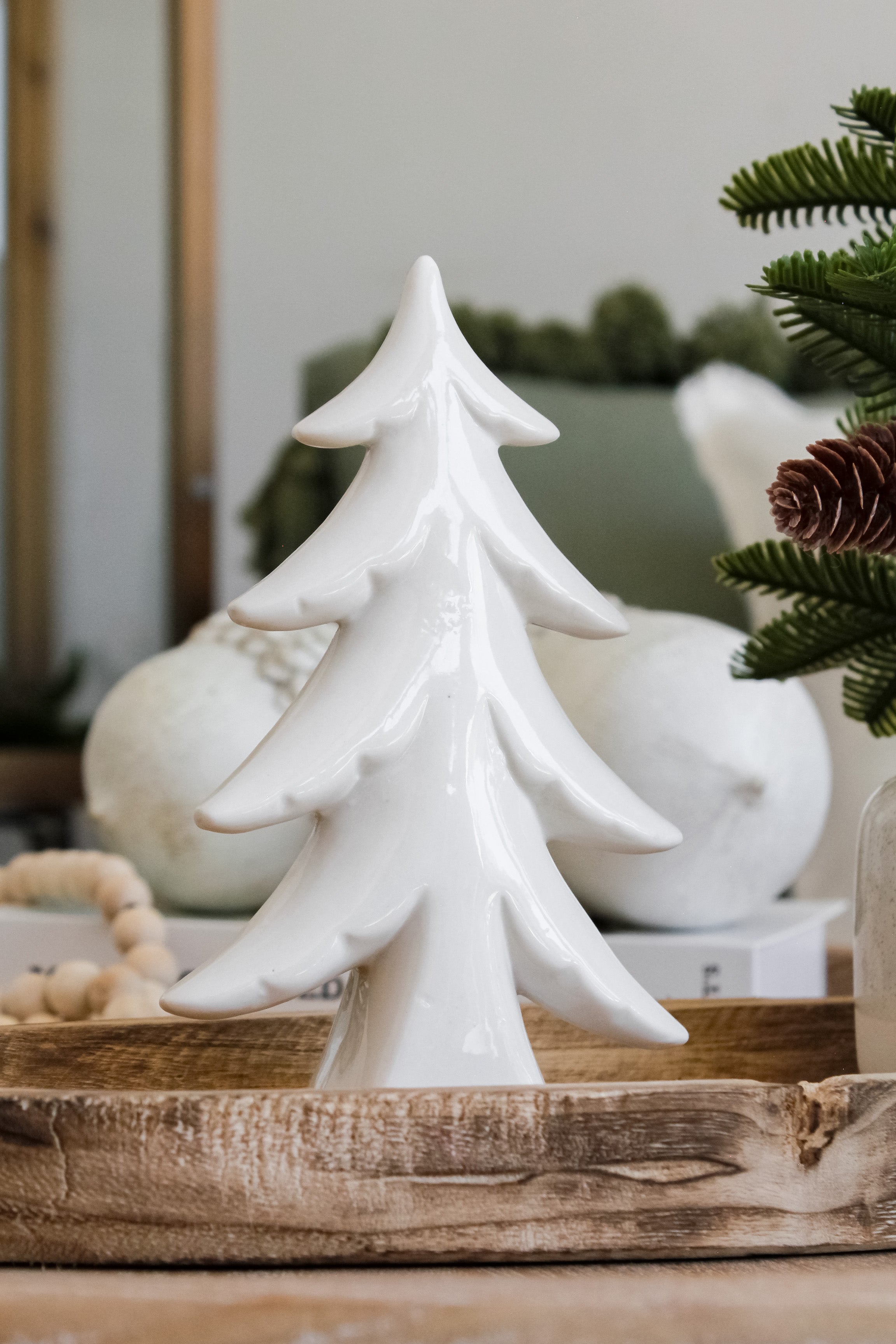 Pino Navidad Cerámica Blanco Liso