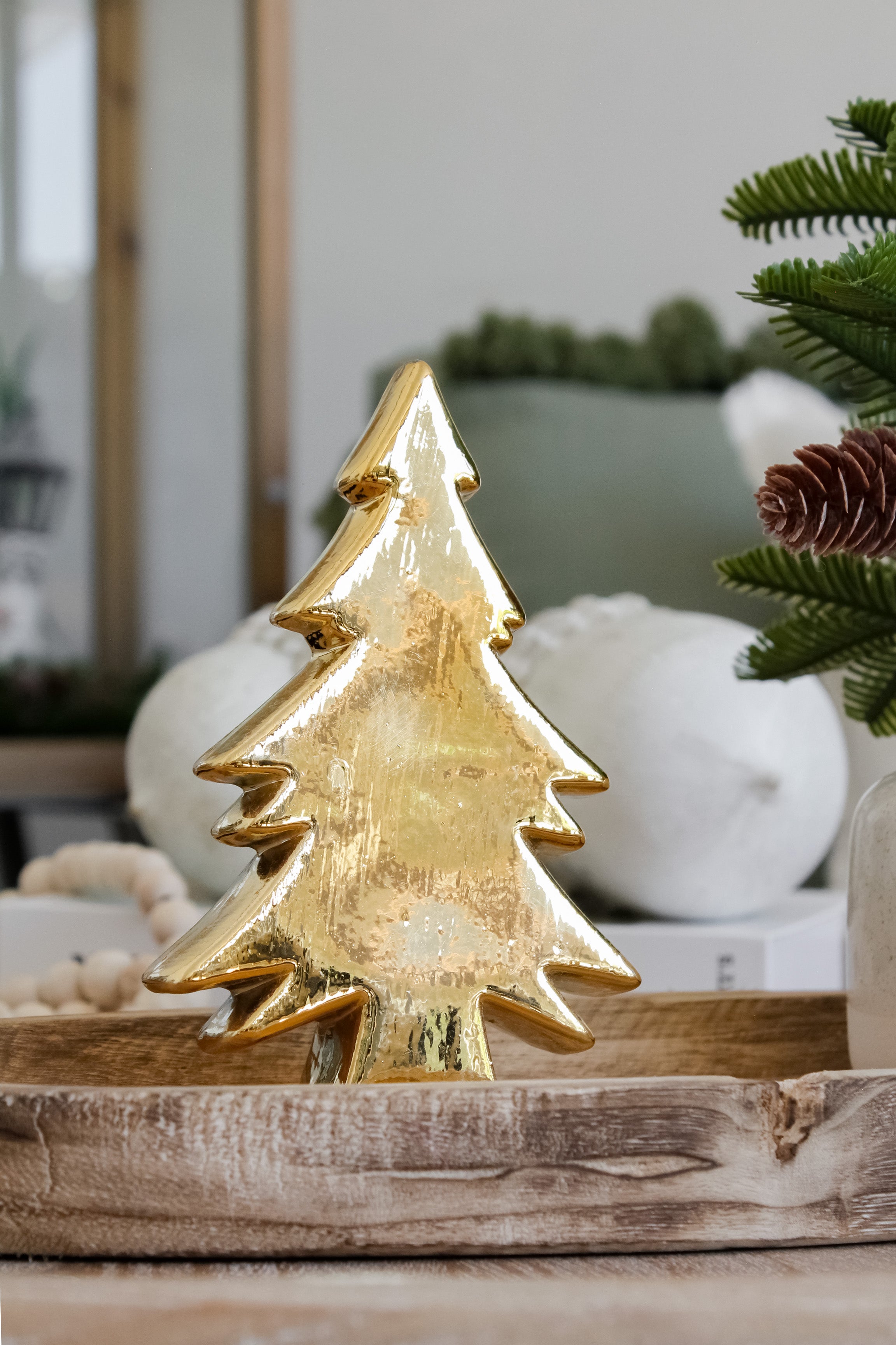 Pino Navidad Cerámica Dorado Liso