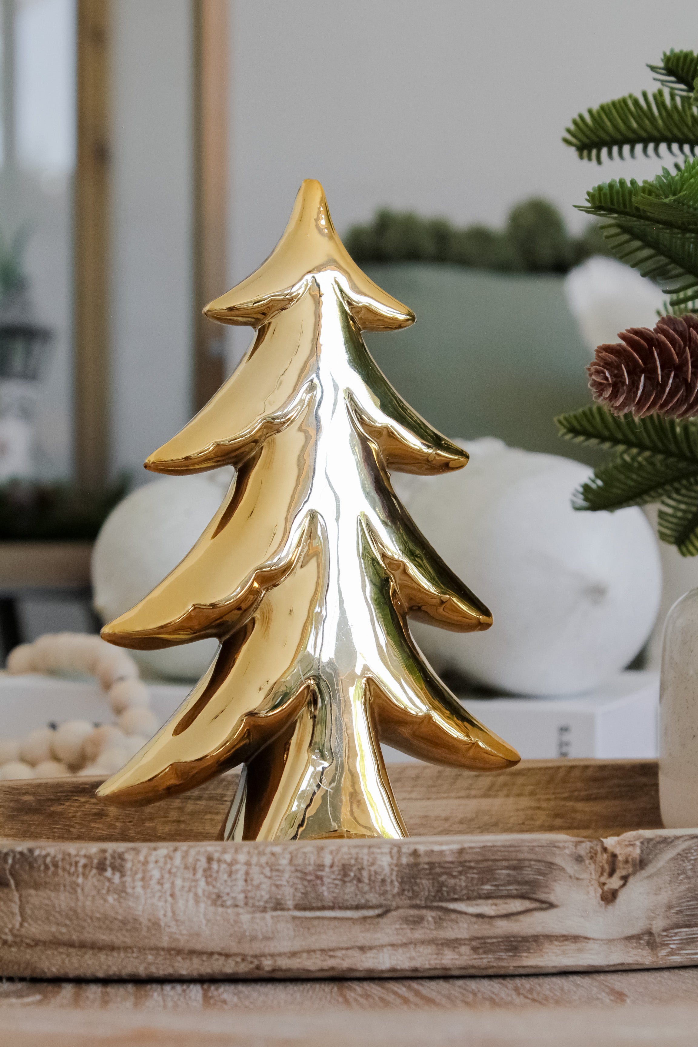 Pino Navidad Cerámica Dorado Liso