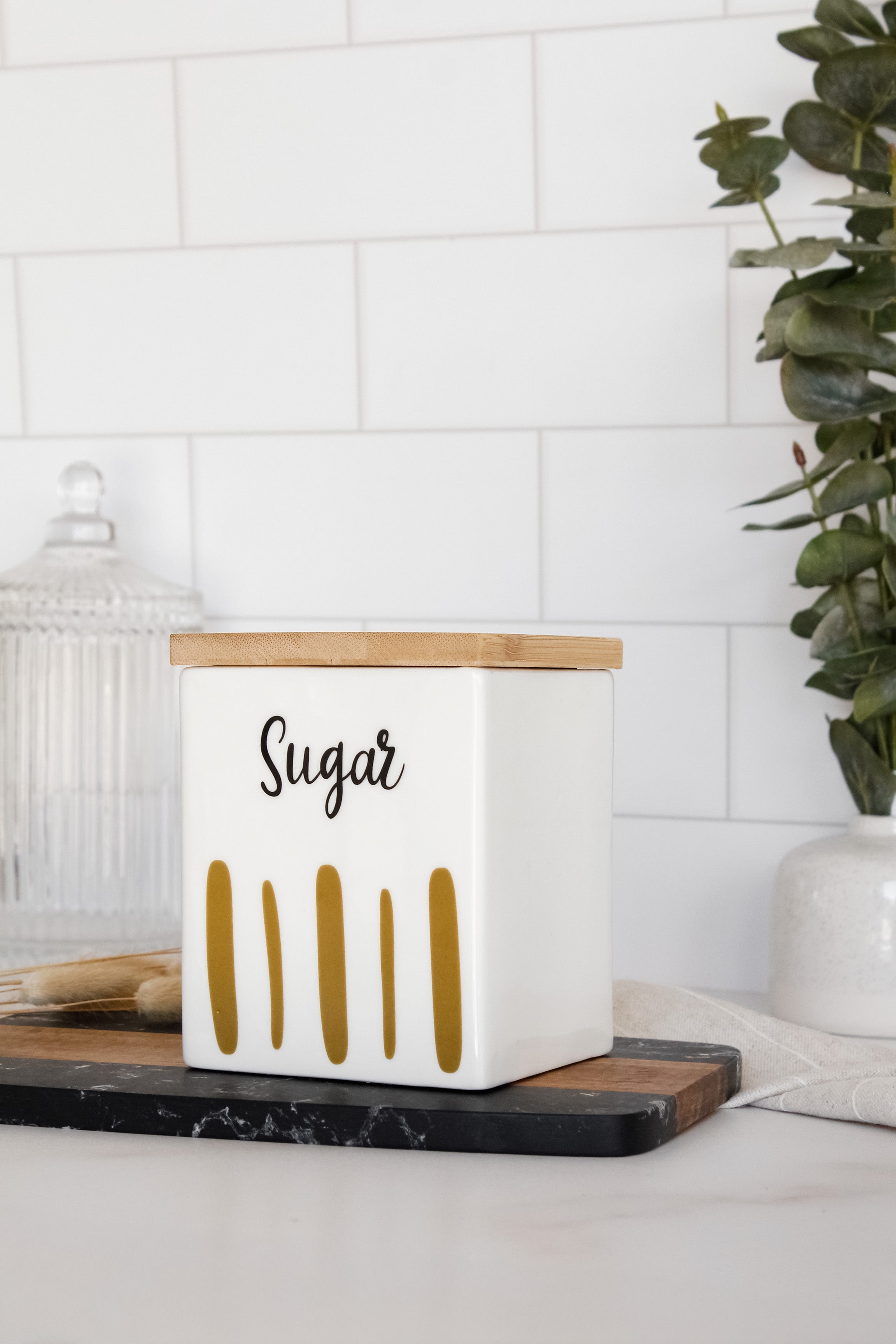 Azucarero Cerámica Tapa Bambú