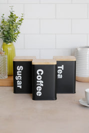 Set Tarros Café, Té y Azúcar Tapa Bambú