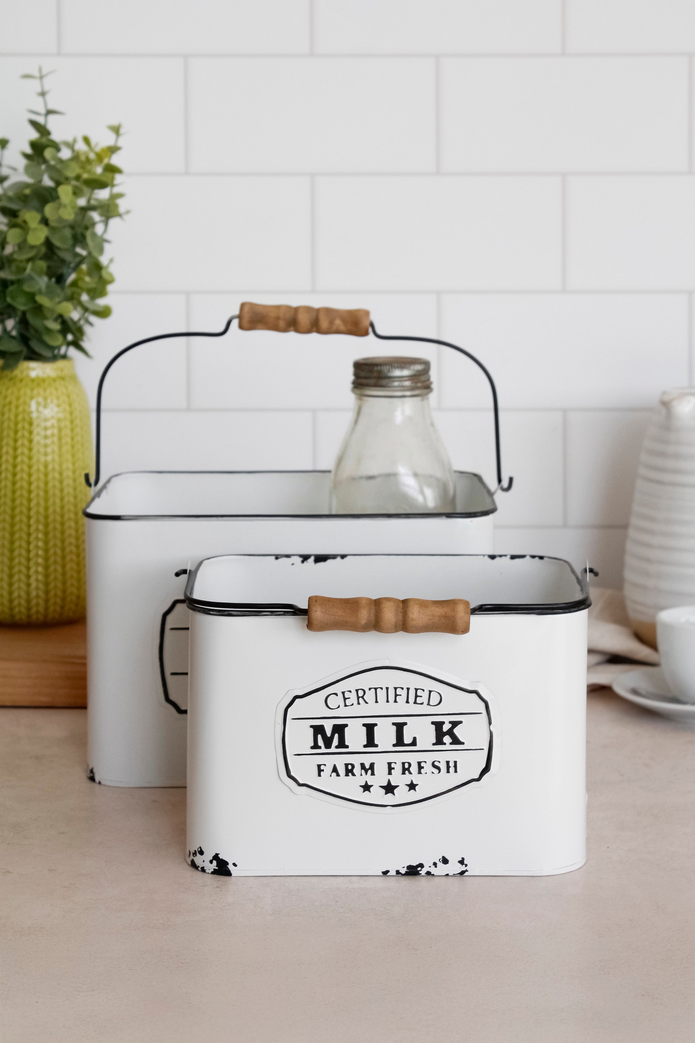 Canasto "Milk" Latón Enlozado