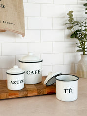Set Tarros Café, Té y Azúcar Latón Enlozado
