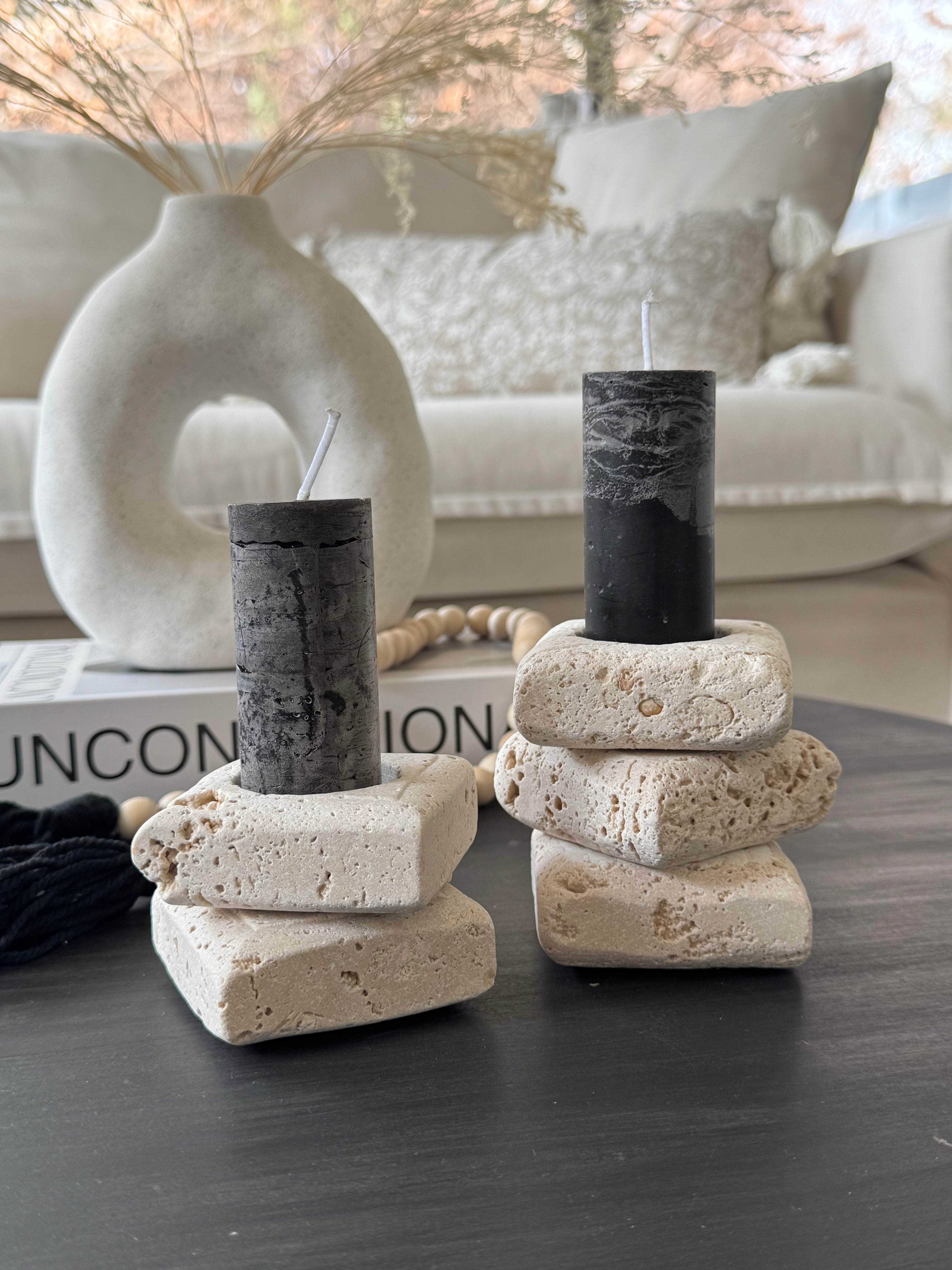 Set Candelabro Piedra