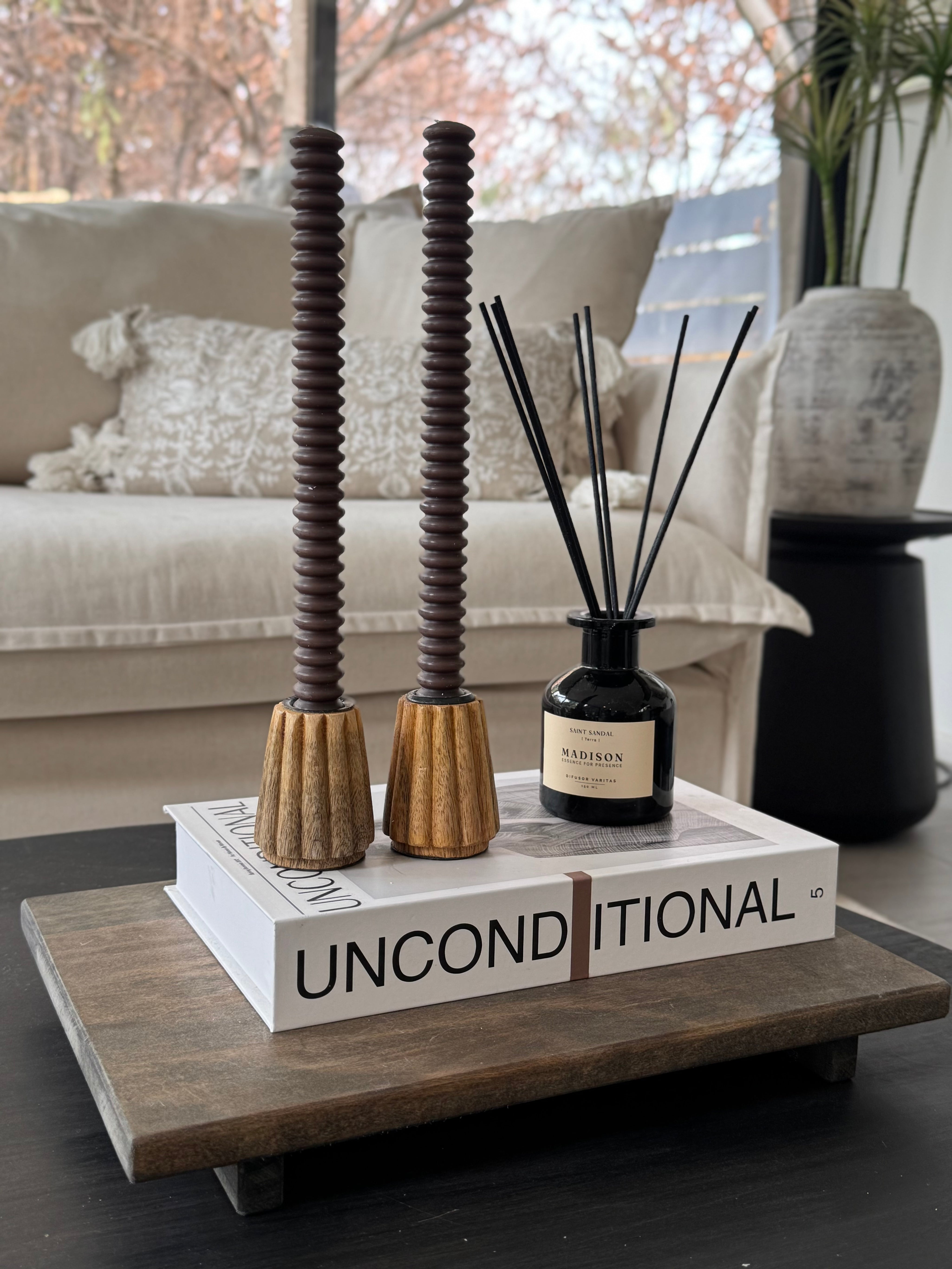 Candelabro Madera Ranurada