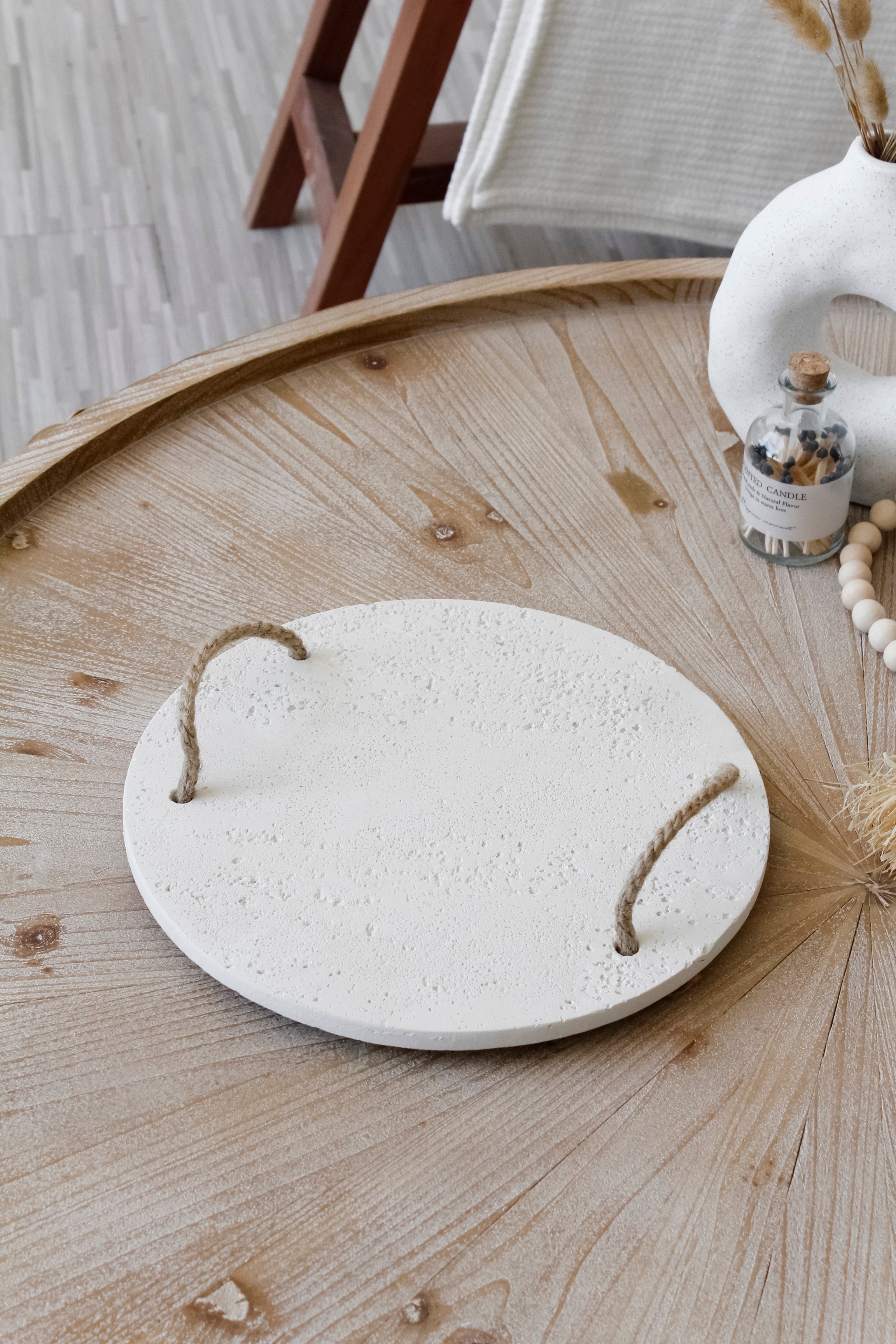 Bandeja Piedra Redonda Plana Grande