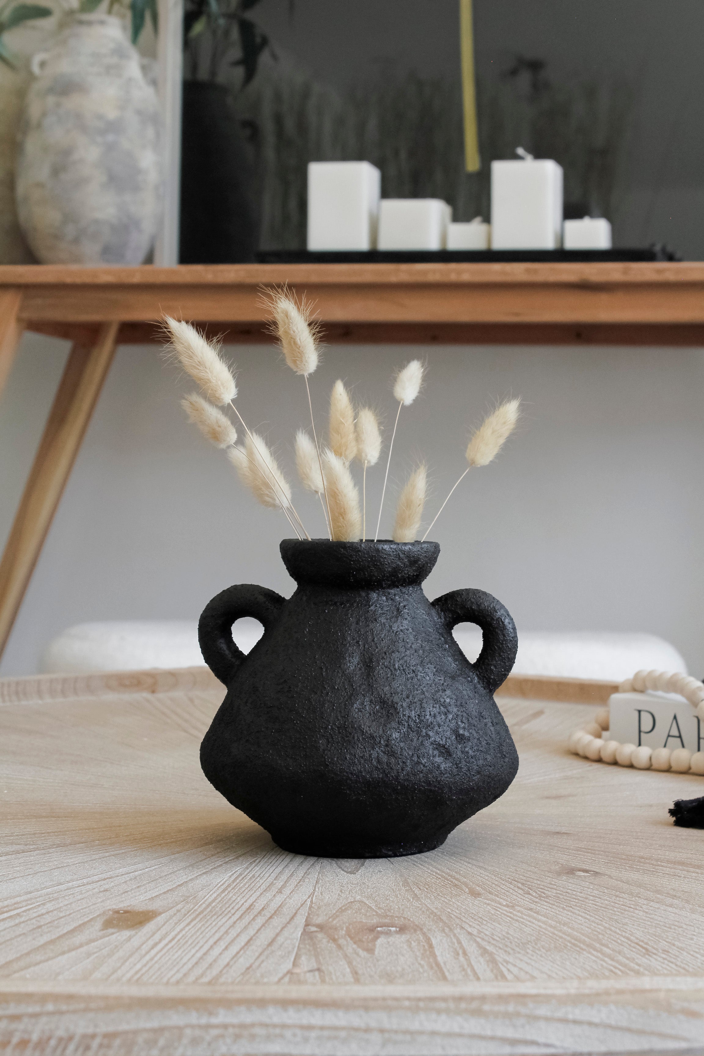 Jarrón Poroso 2 Asas Negro