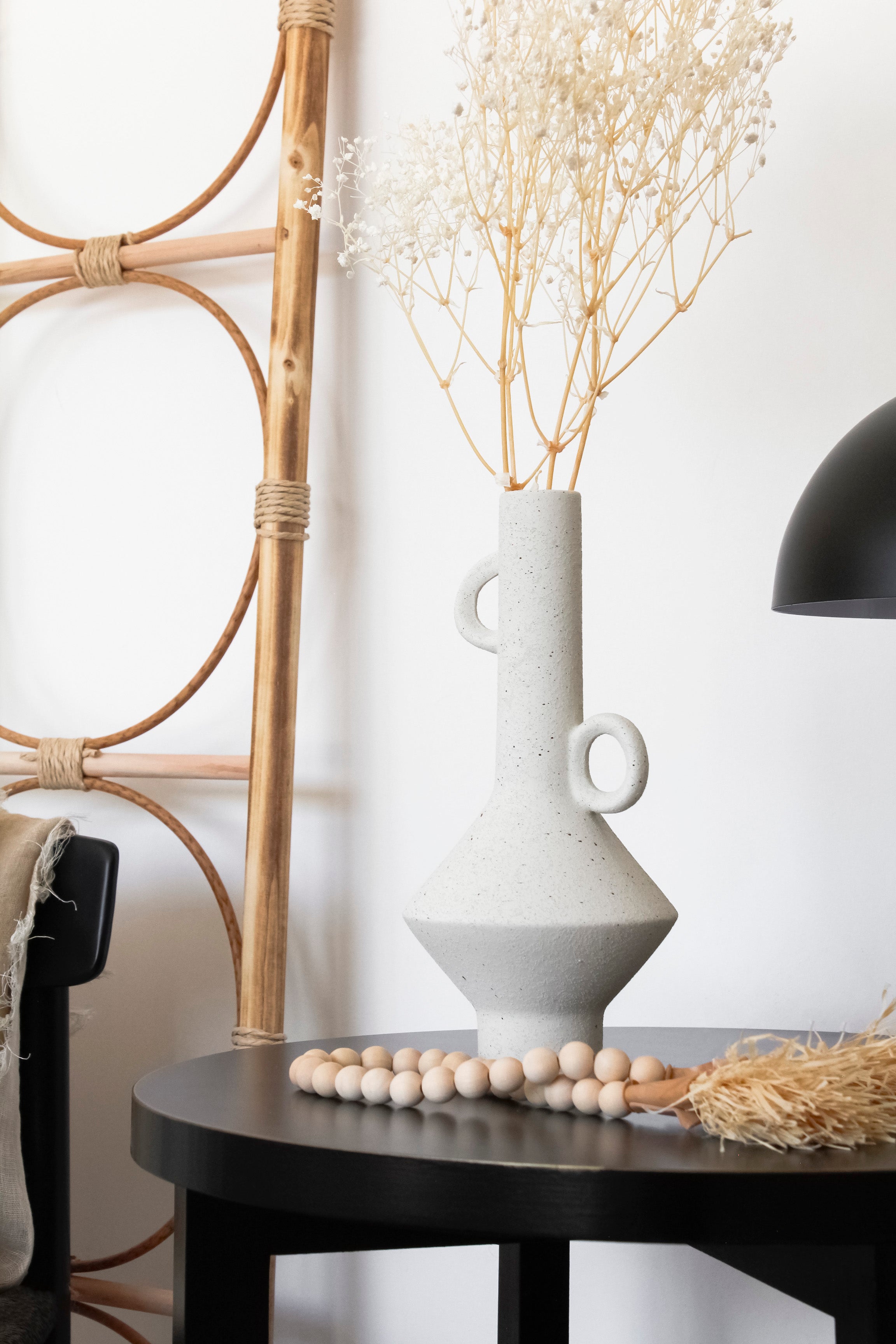 Florero Blanco Tubo Jaspeado