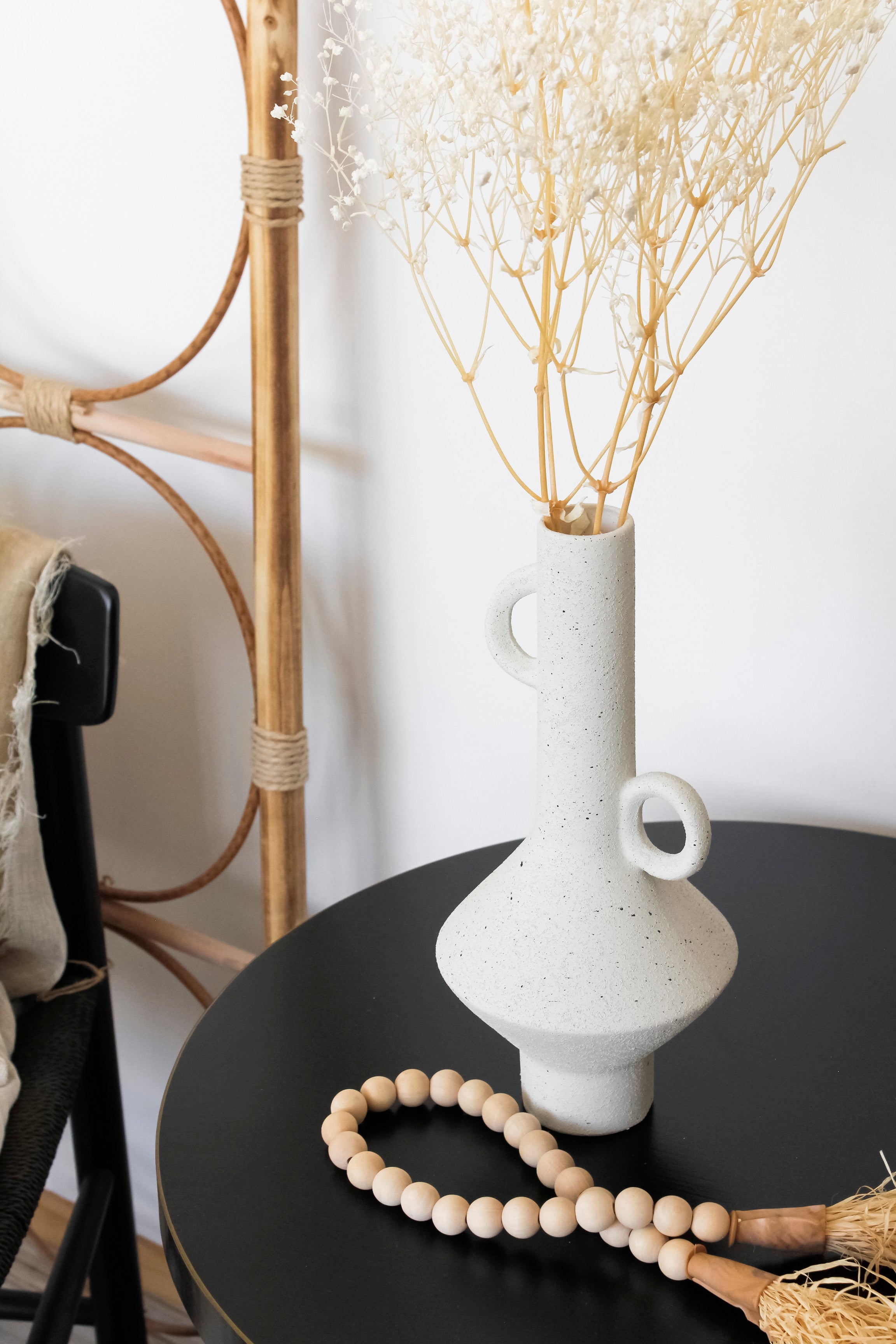 Florero Blanco Tubo Jaspeado