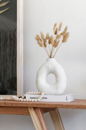 Florero Blanco Circular Jaspeado