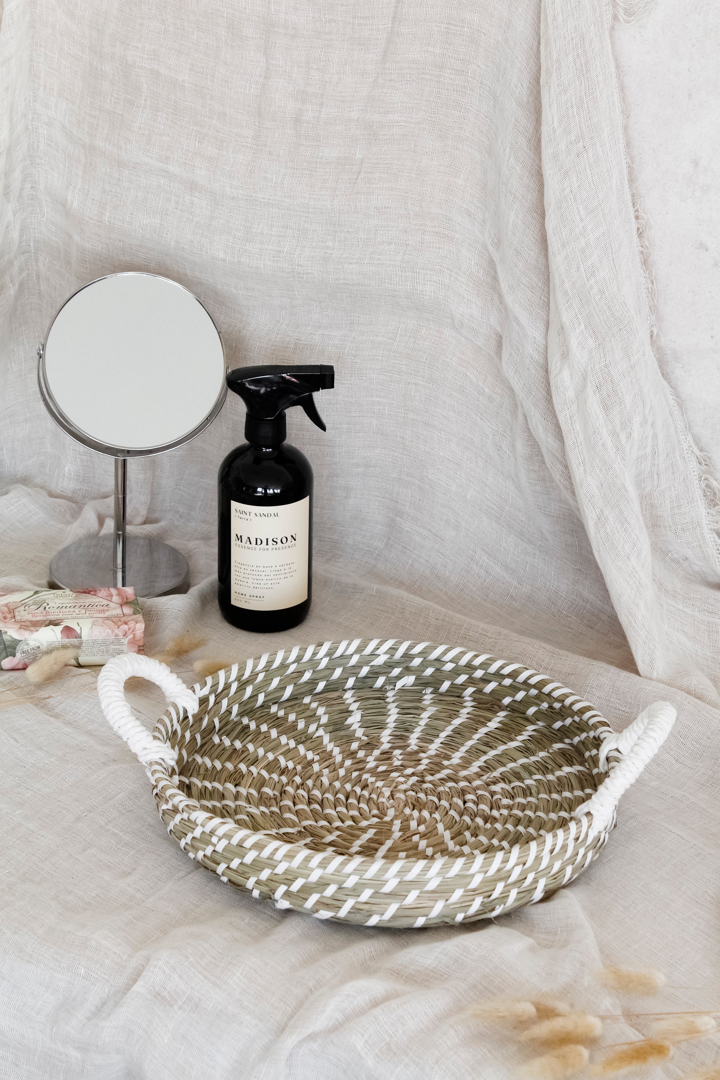 Canasto Bandeja Fibra Blanco