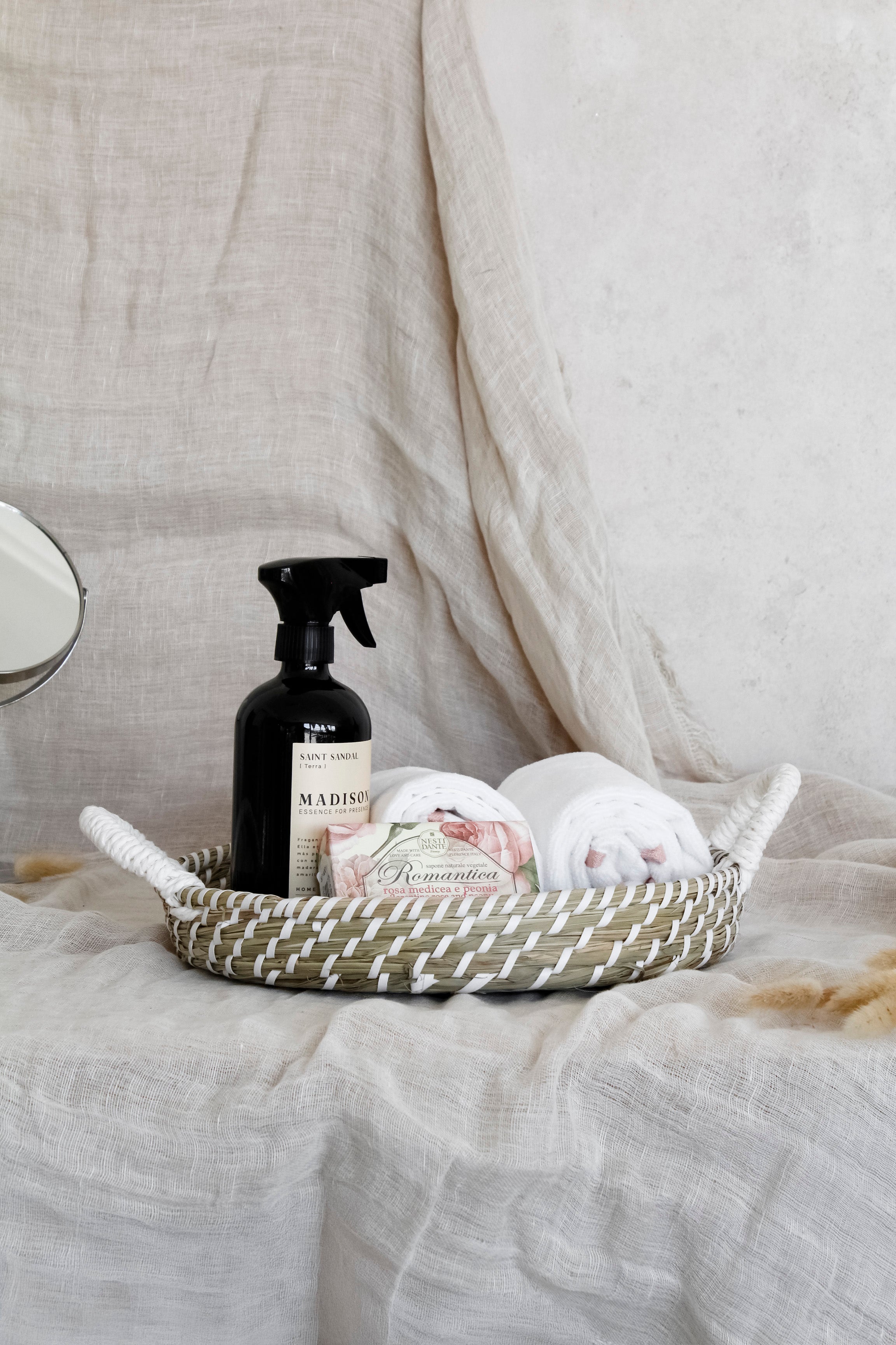 Canasto Bandeja Fibra Blanco