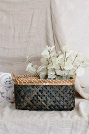 Canasto Bambú Trenzado Azul