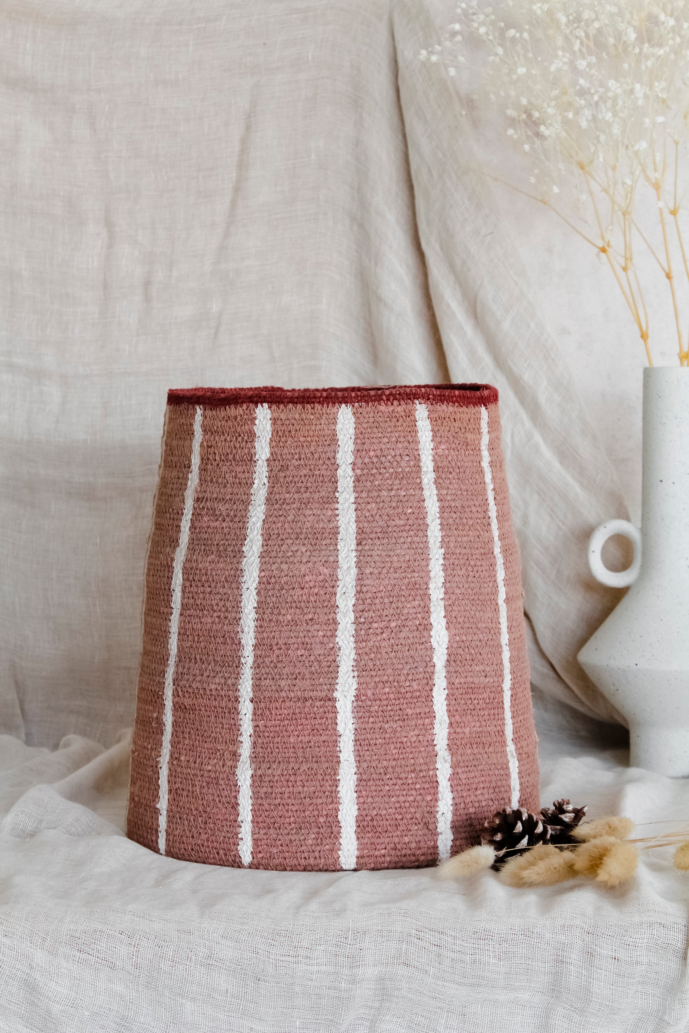 Canasto Cónico Rosado Rayas