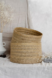 Canasto Algodón Líneas Doradas