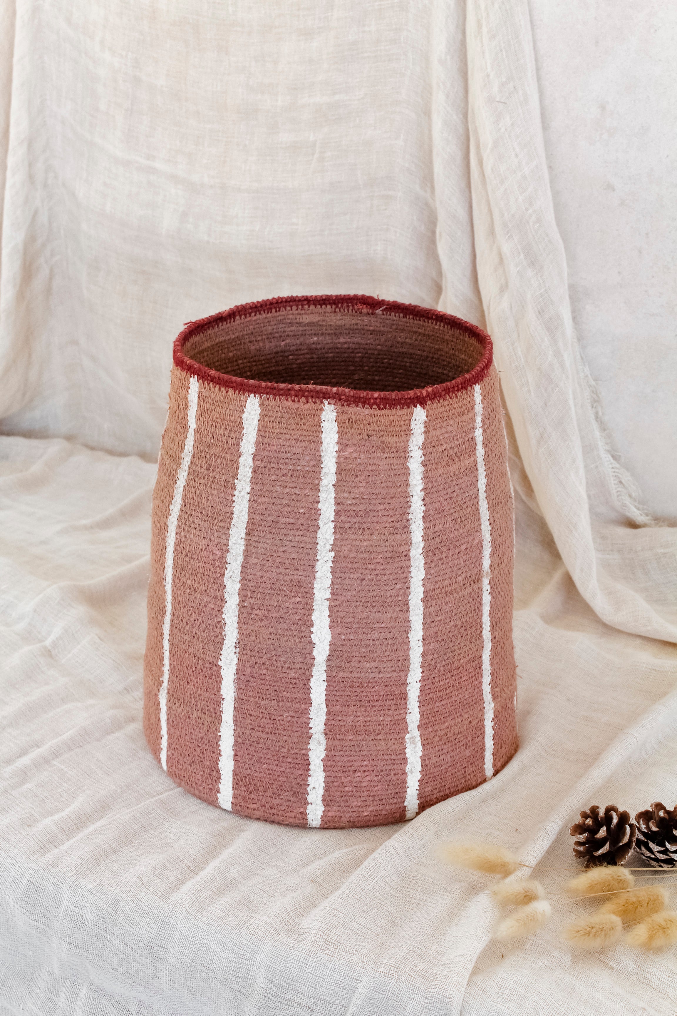 Canasto Cónico Rosado Rayas