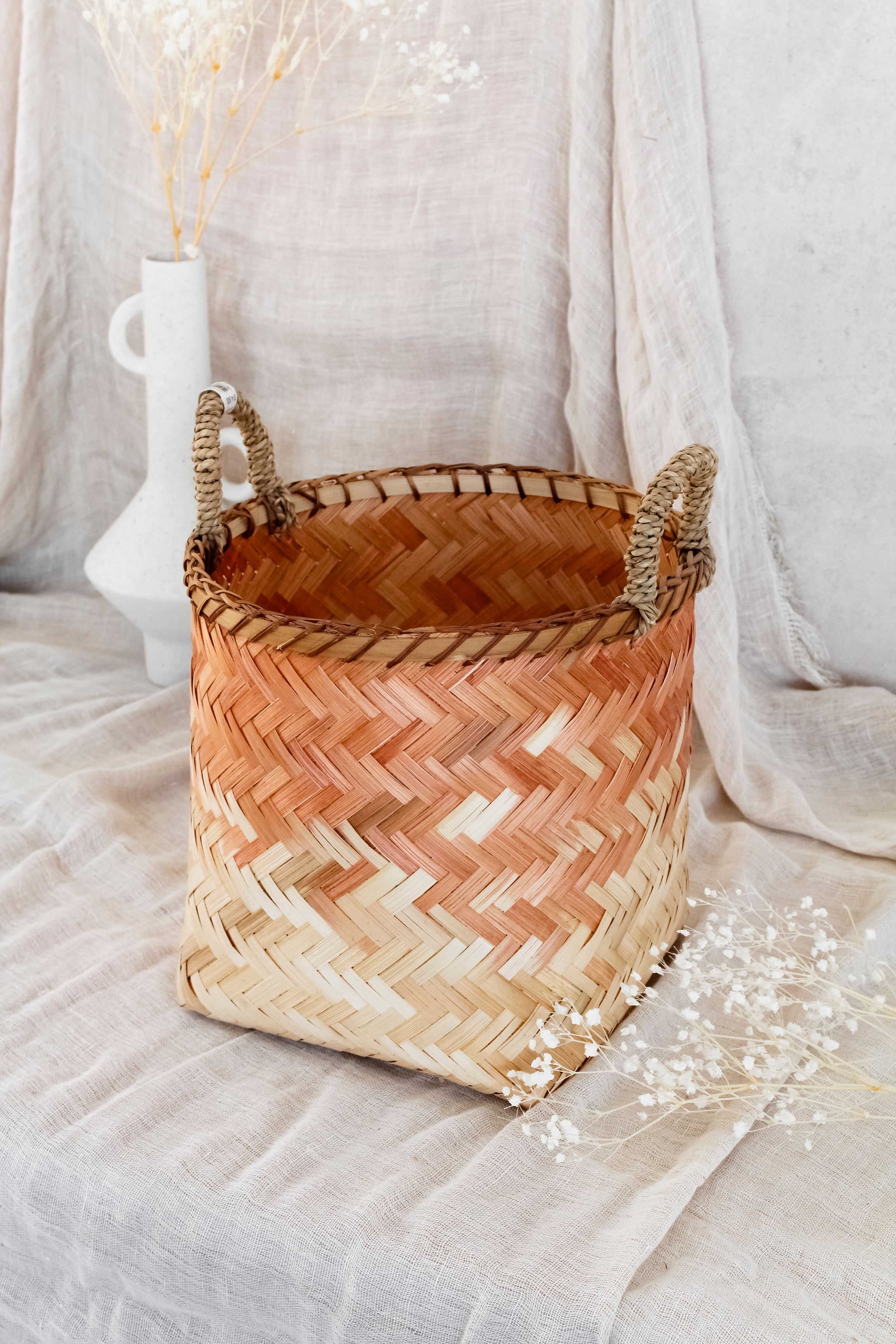 Canasto Bambú Naranjo Degradé