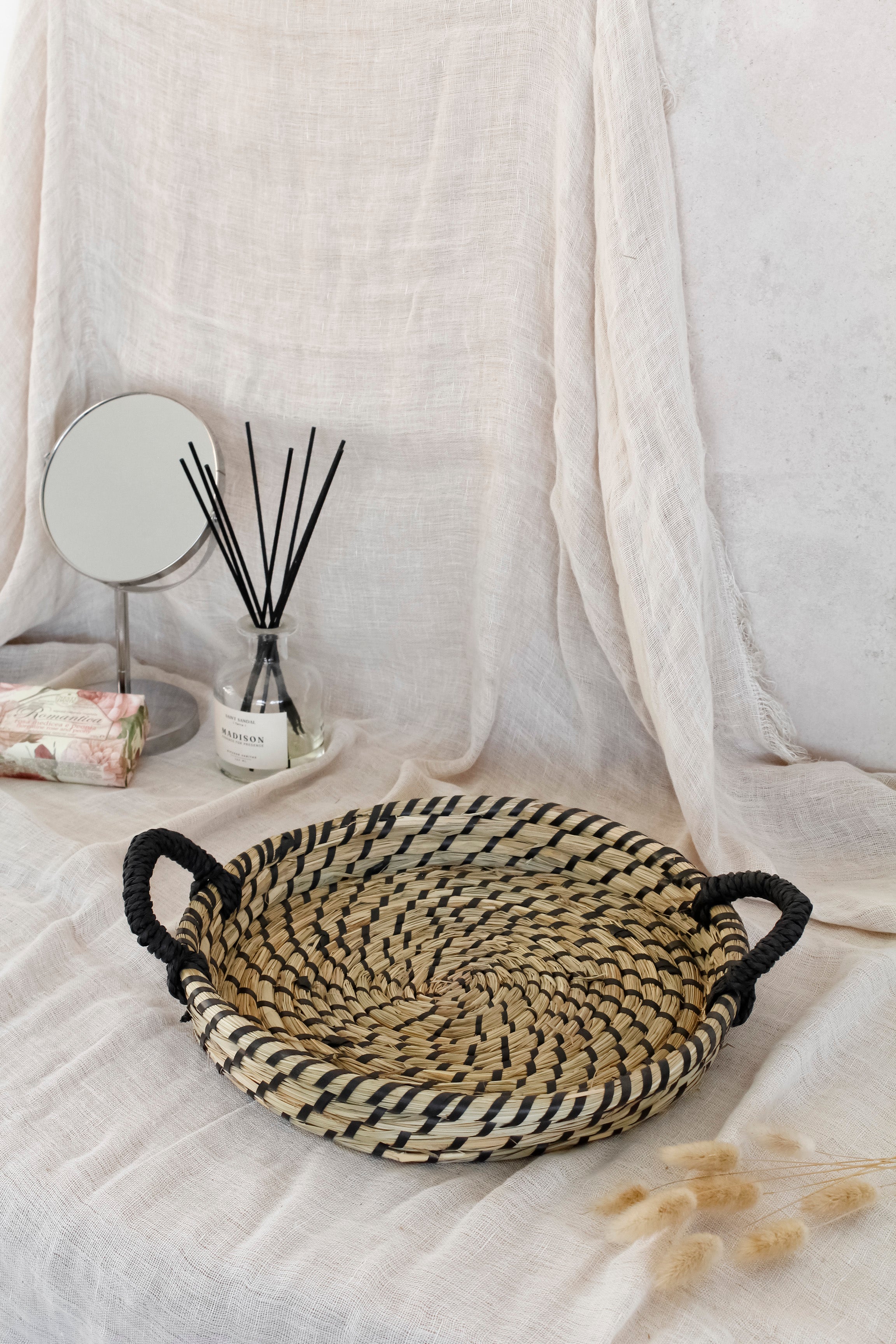 Canasto Bandeja Fibra Negro