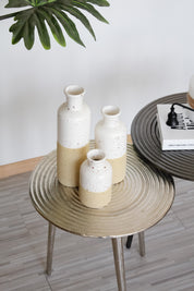 Set Floreros Cerámica Color Crema x3