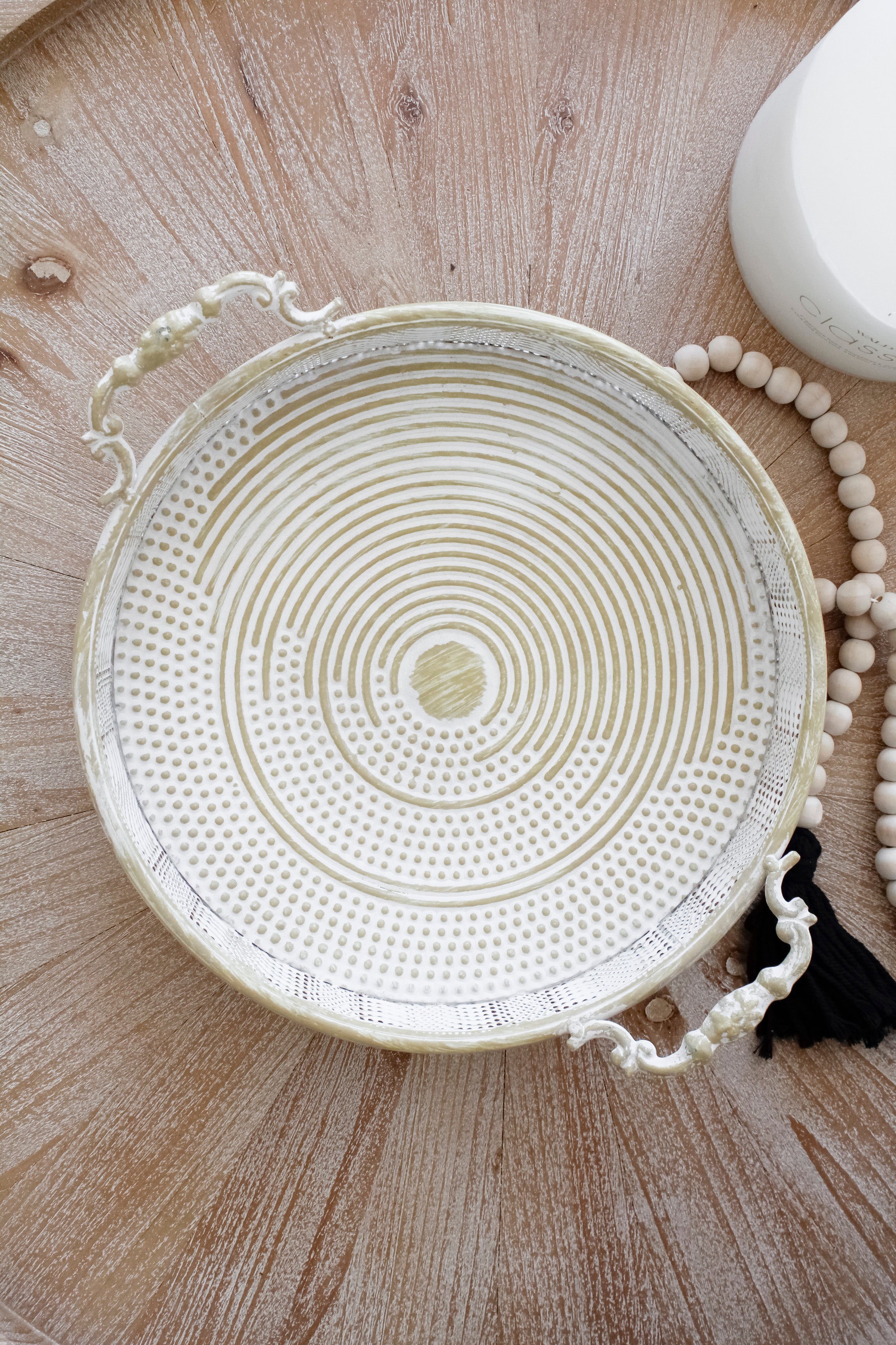 Bandeja Metal Red Blanca Puntos