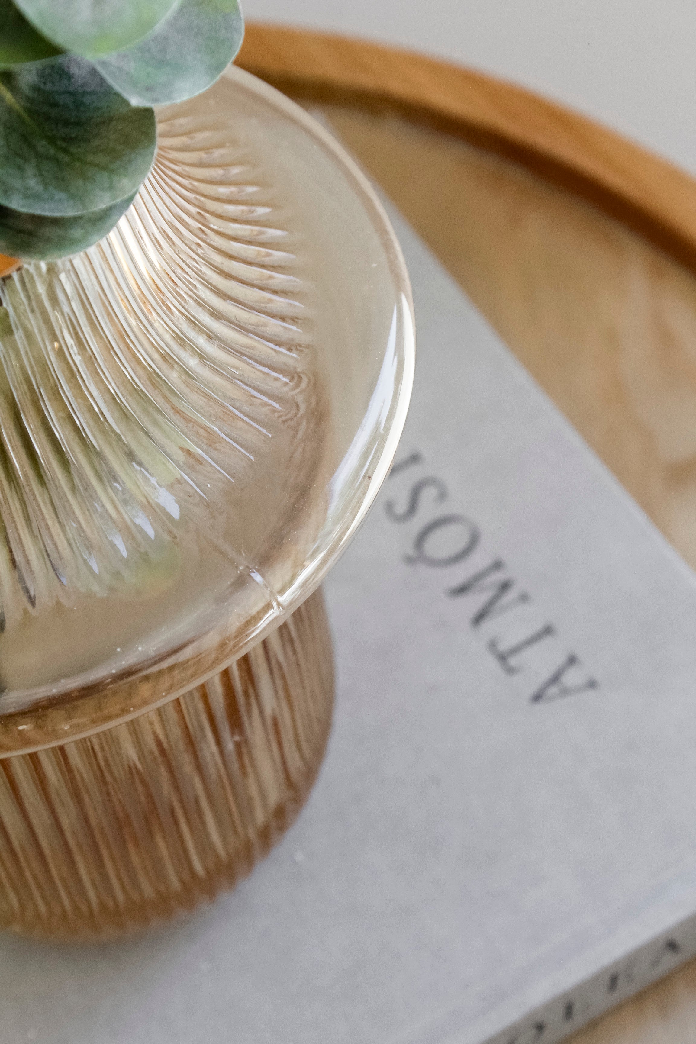 Florero Raya Borde Disco Ámbar