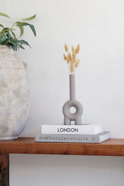 Florero Cerámica Aro Cuello Alto