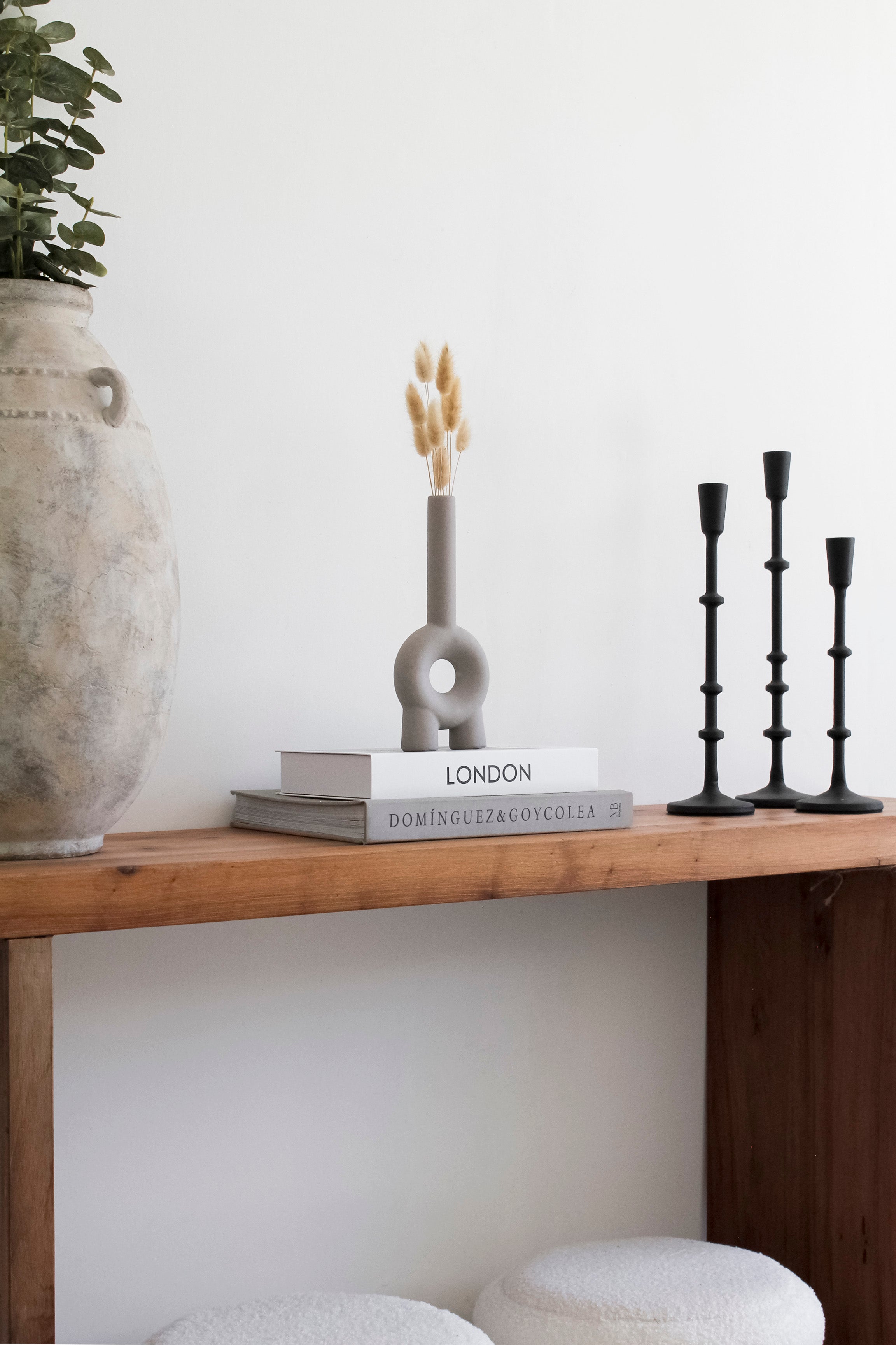 Florero Cerámica Aro Cuello Alto