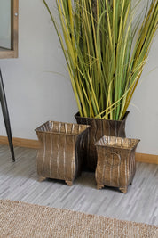 Macetero Latón Dorado Envejecido