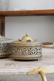 Caja Redonda Dorada Metal