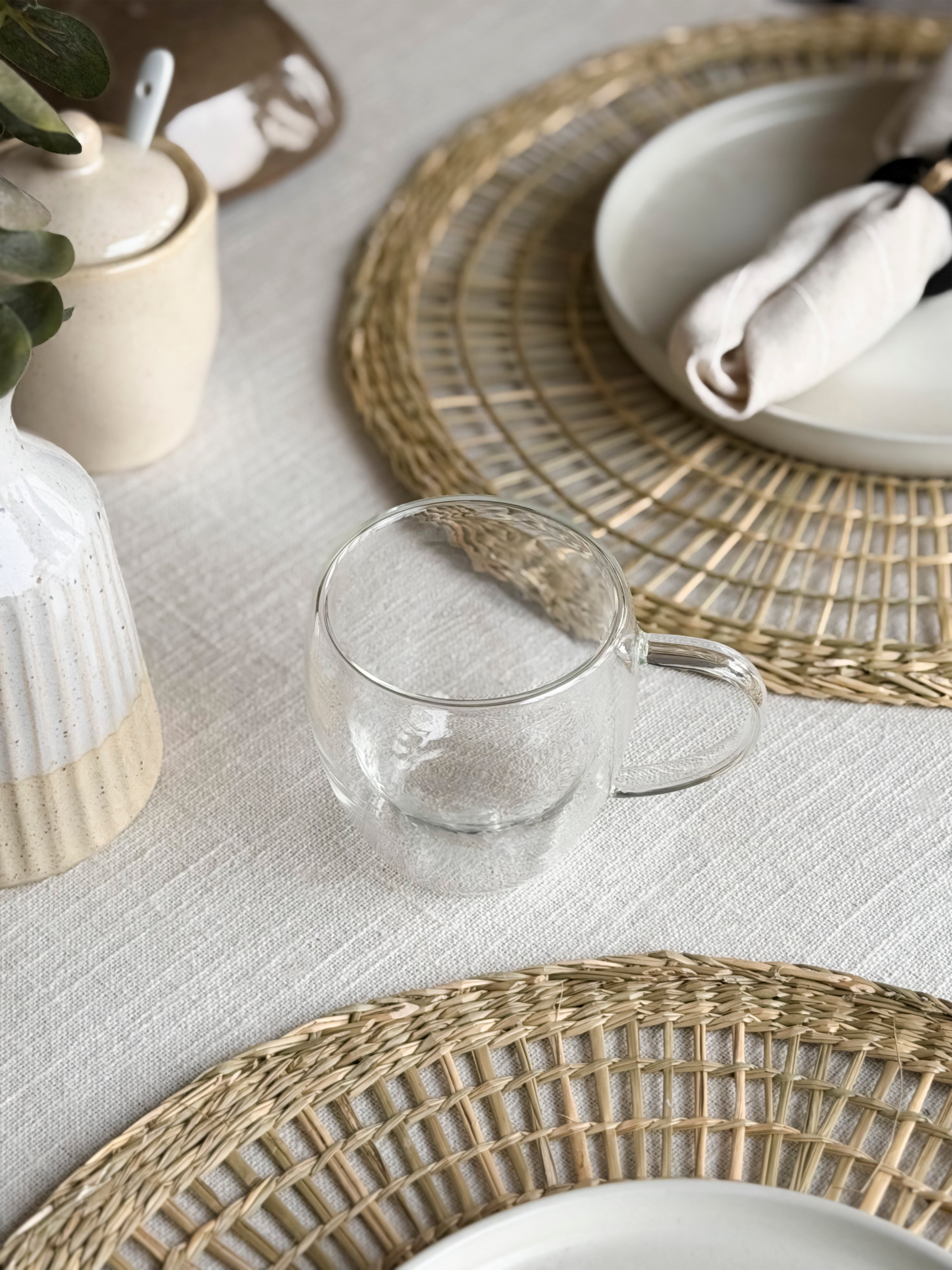 Taza Doble Vidrio Asa