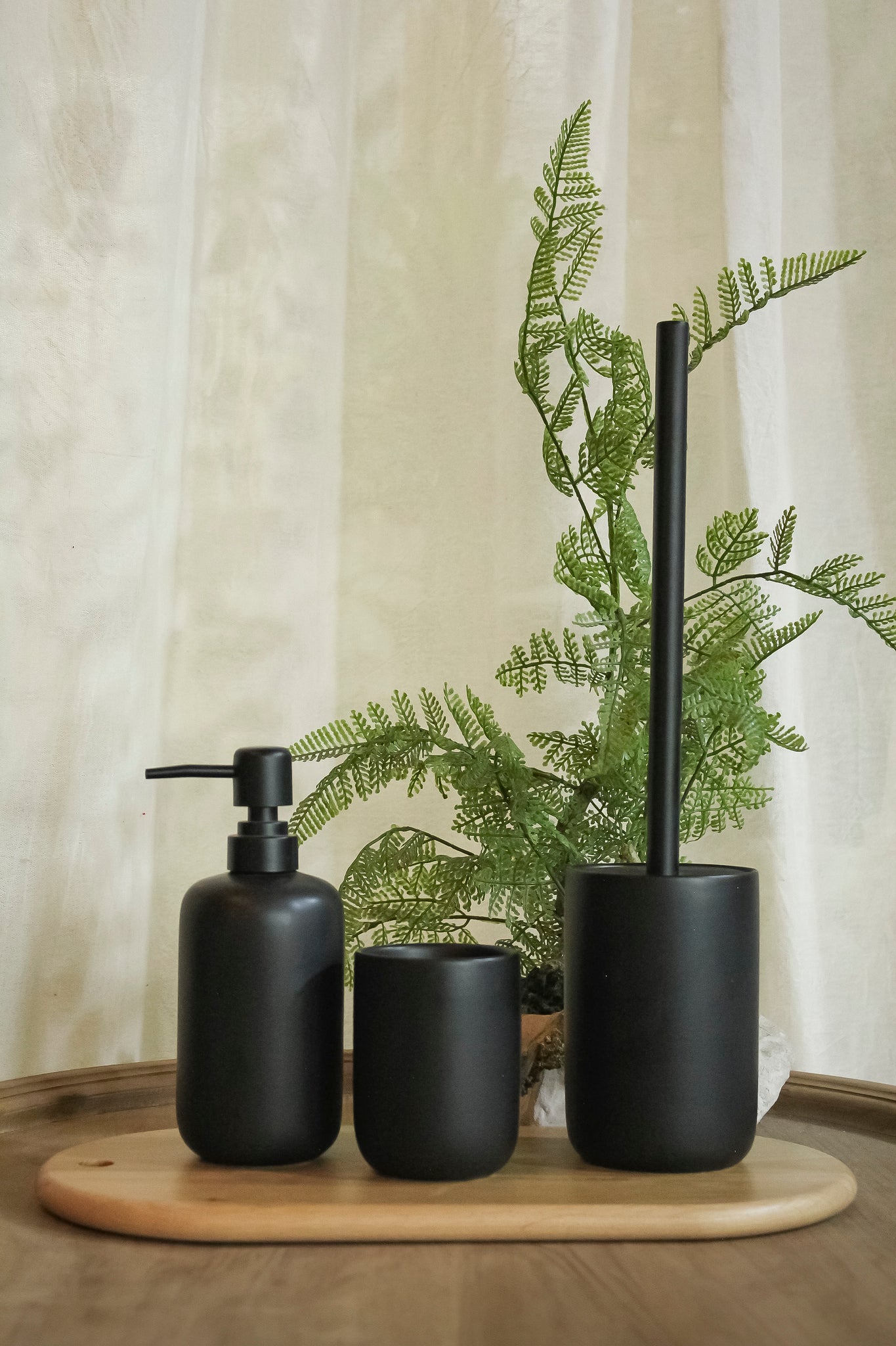 Set de Baño Cerámica Negro Tres Piezas