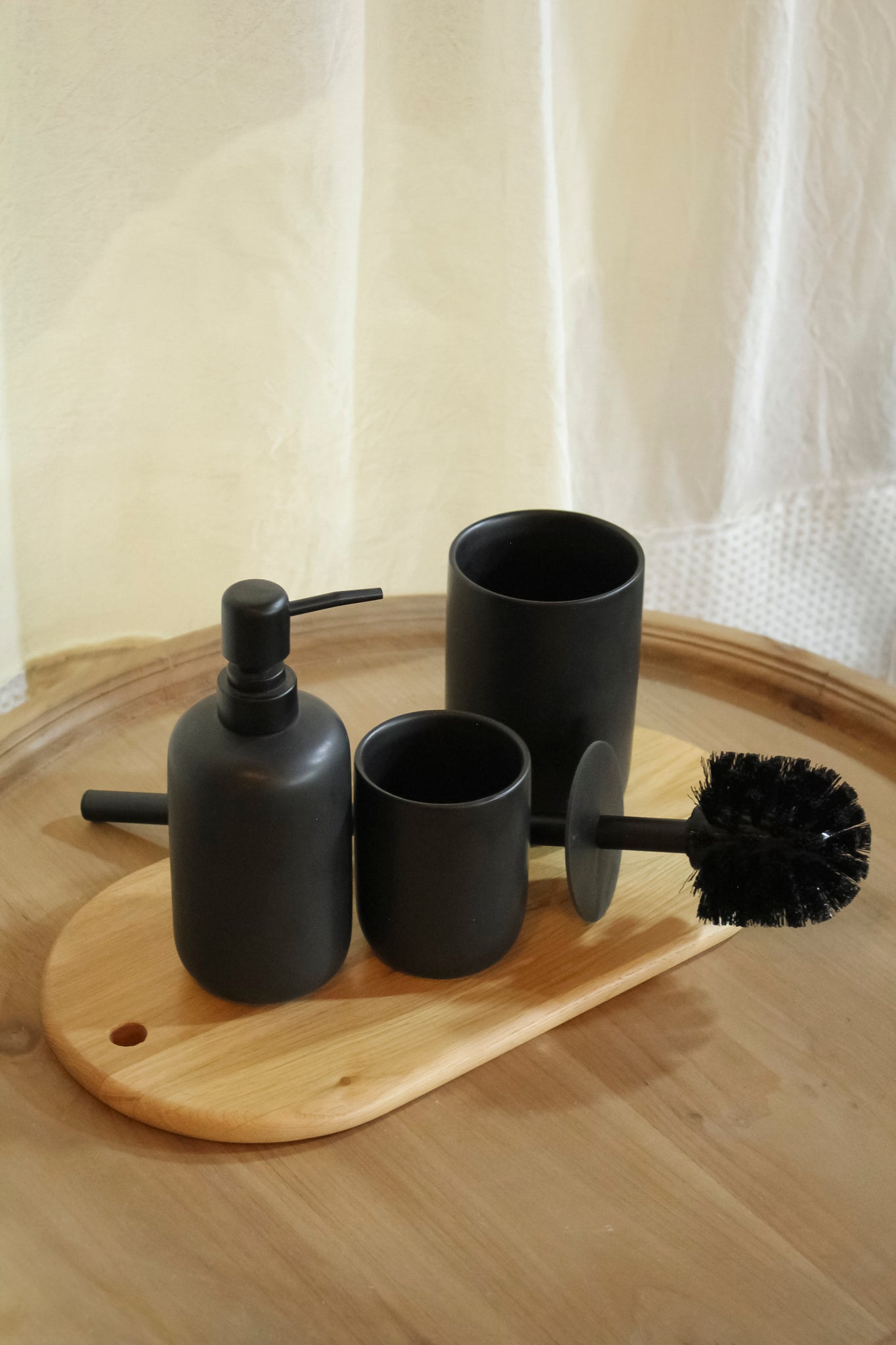 Set de Baño Cerámica Negro Tres Piezas