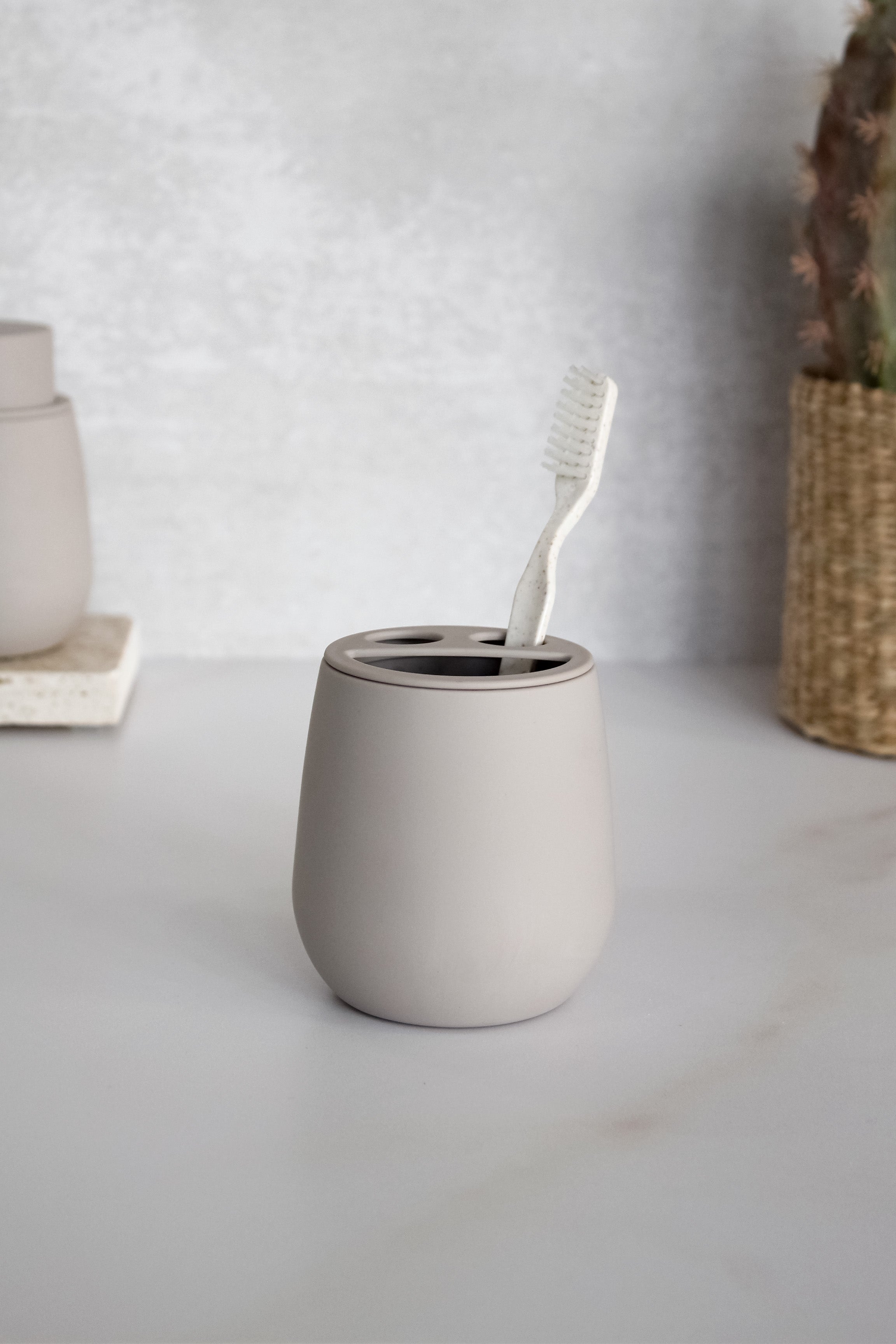 Porta Escobilla de Dientes Liso Crema