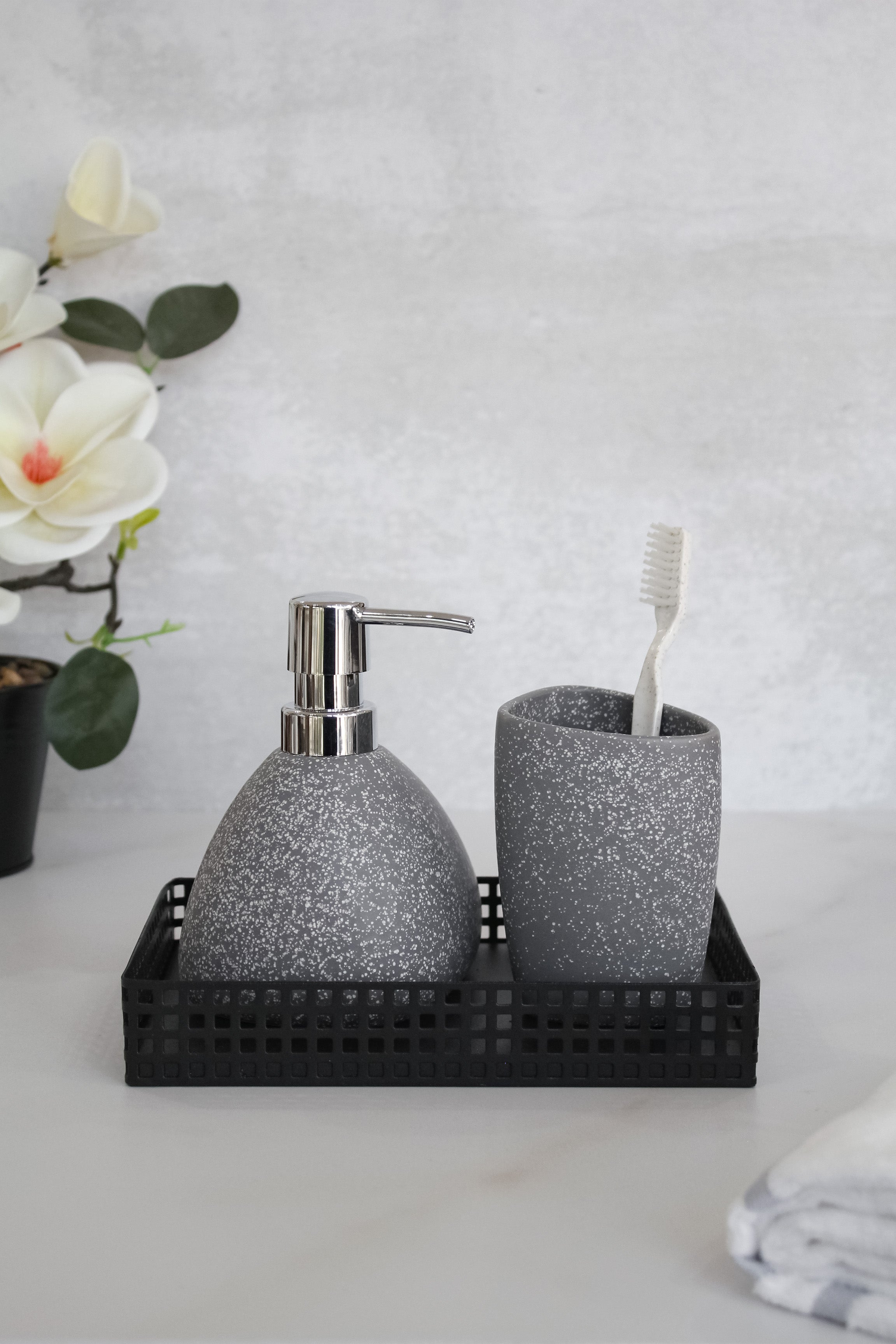 Vaso Cerámica Gris Jaspeada