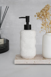 Dispensador Cerámica Blanca Jaspeada