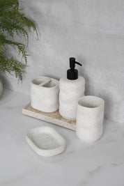 Dispensador Cerámica Blanca Jaspeada