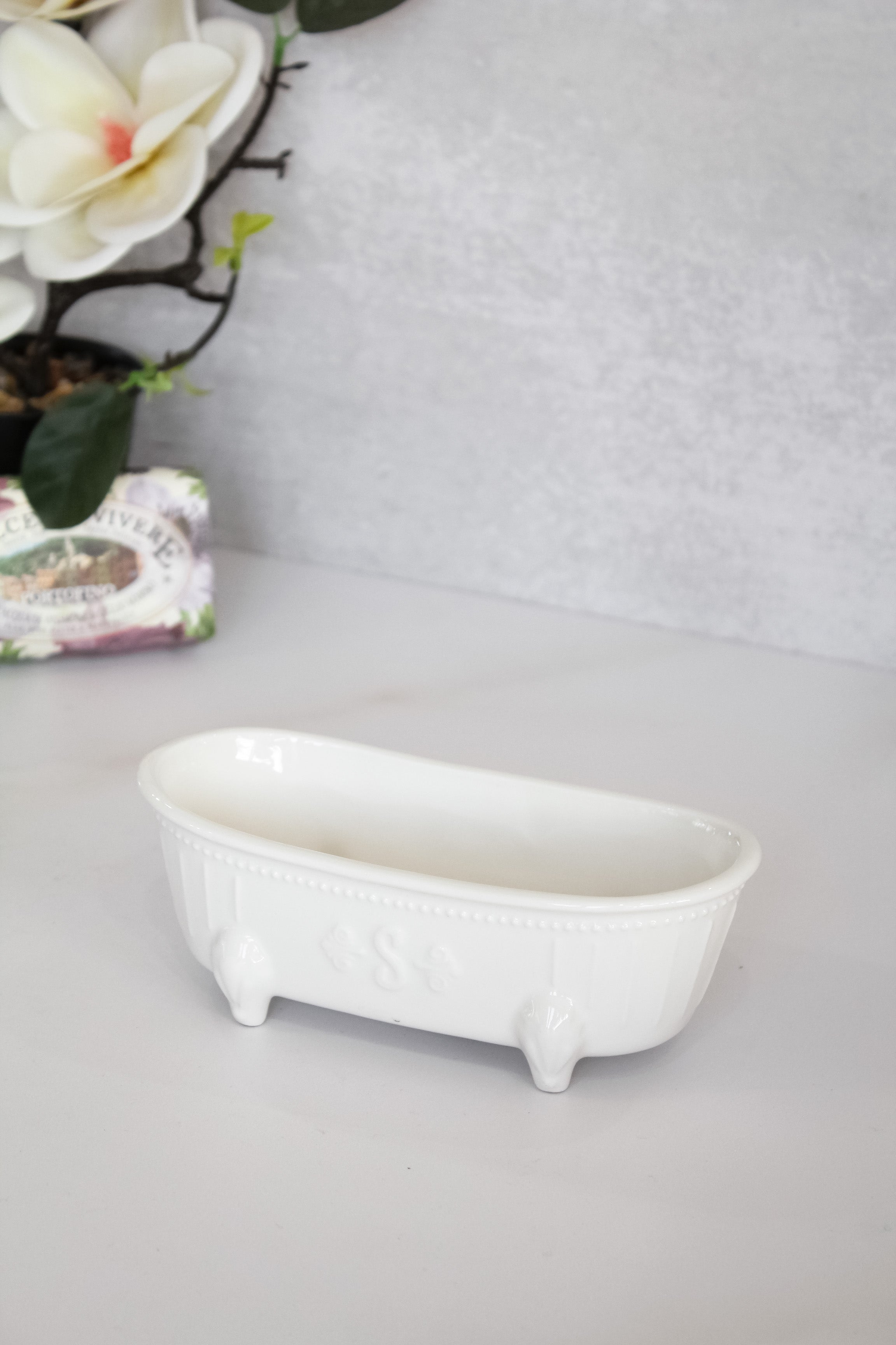 Jabonera Tina Cerámica Blanca