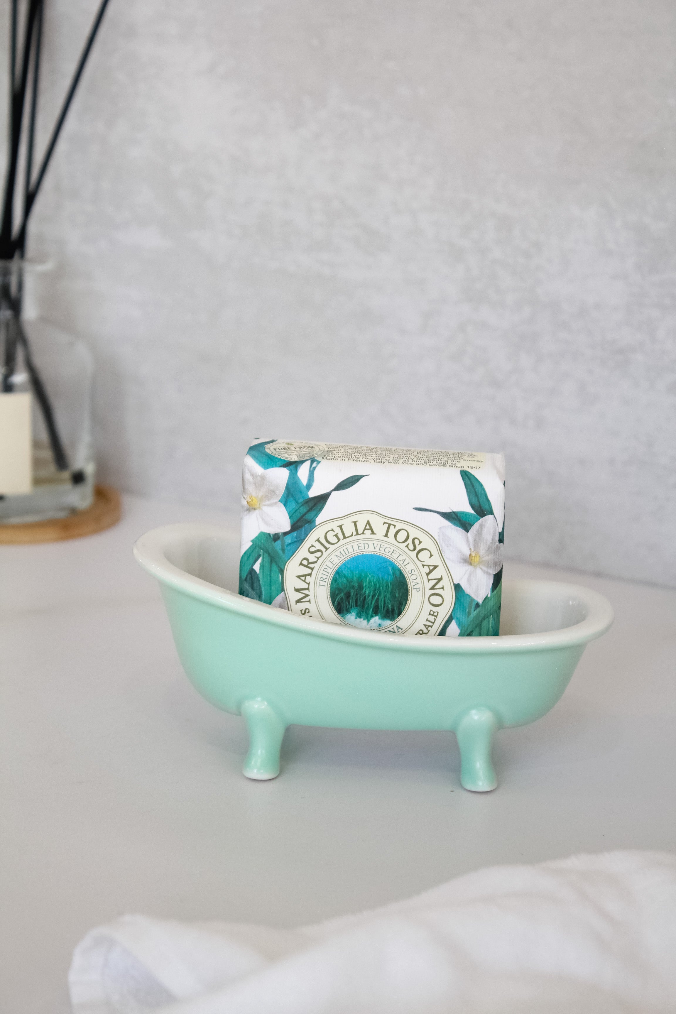 Jabonera Tina Cerámica Verde Agua