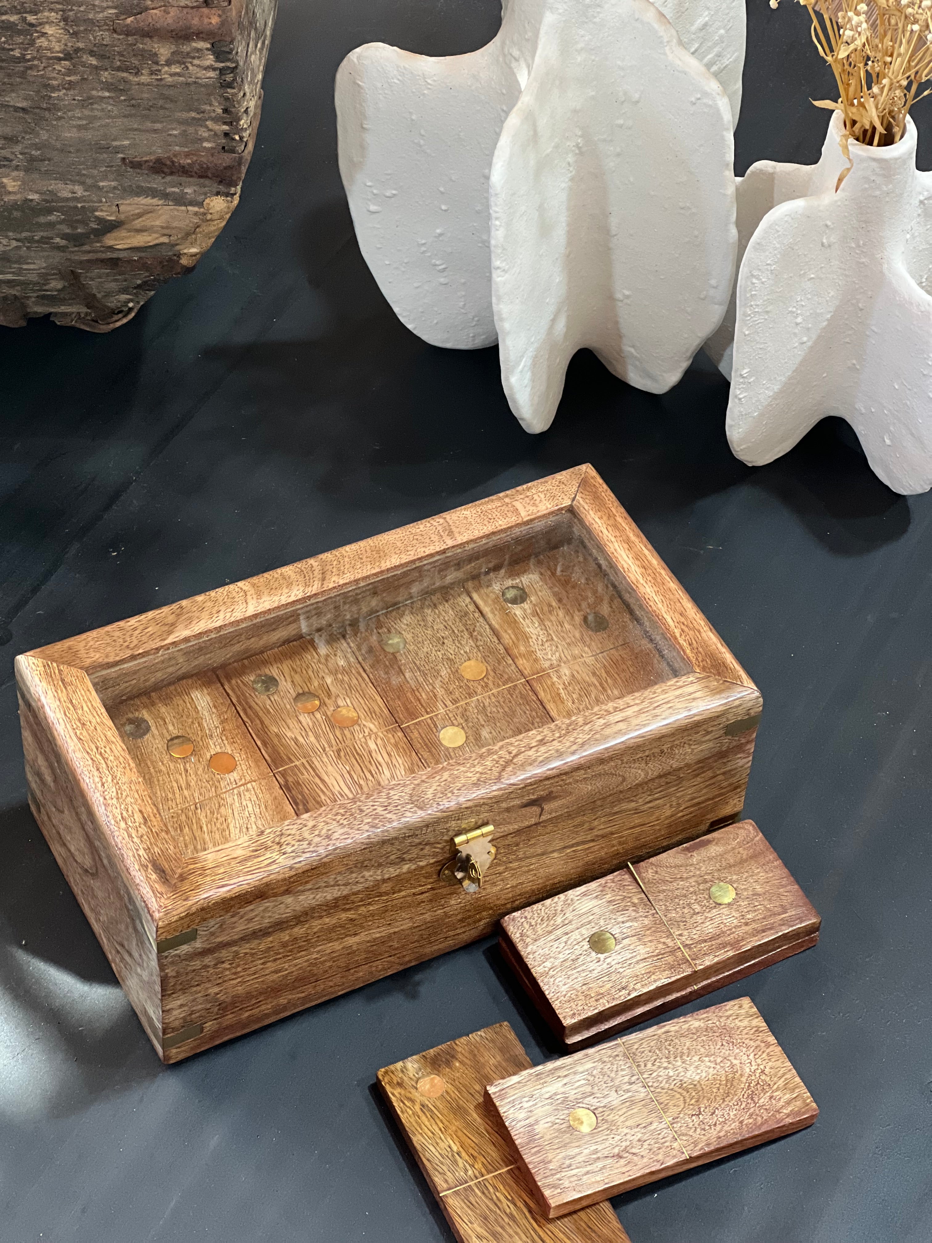 Dominó Caja Madera Piezas Grande