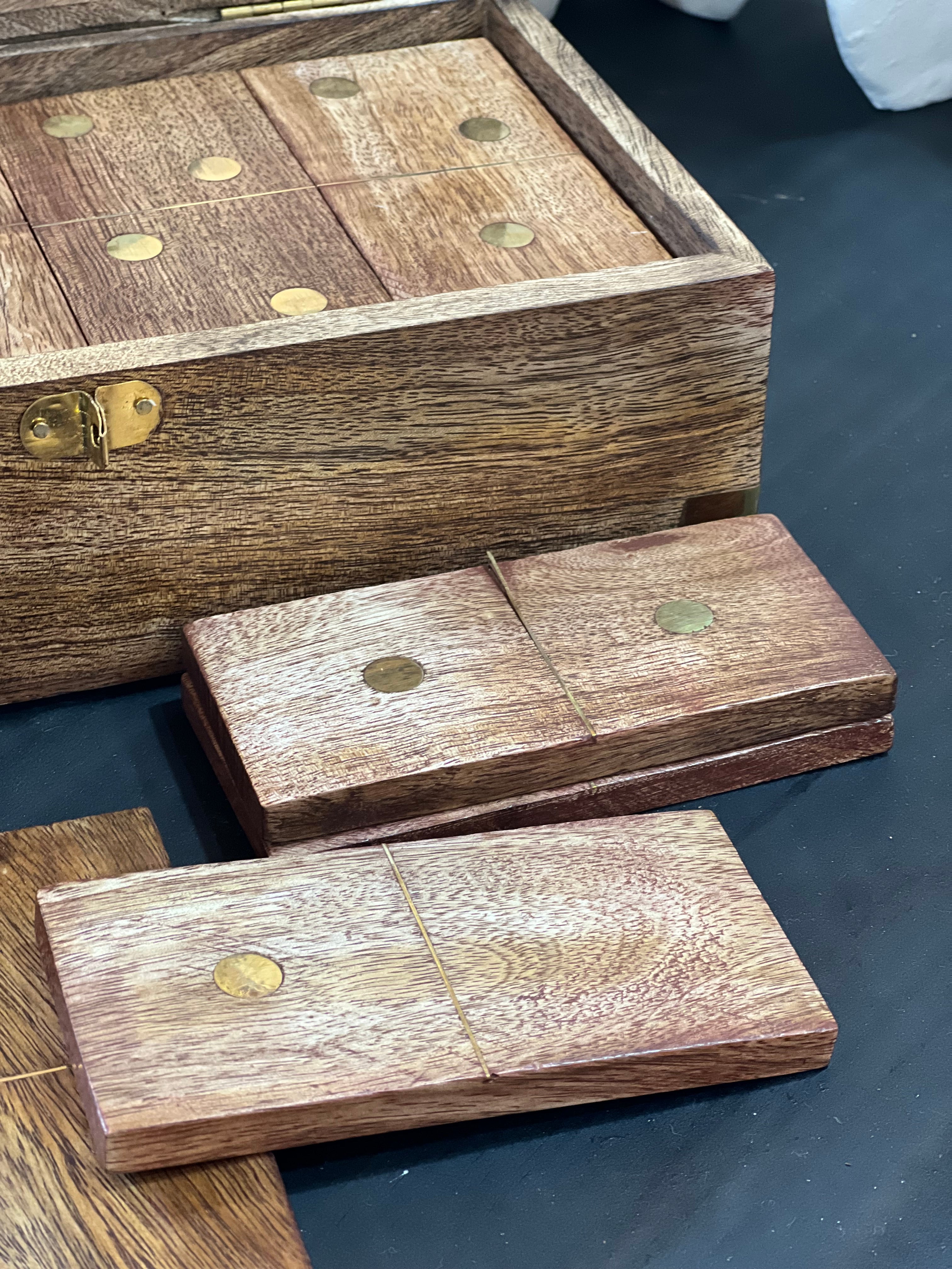 Dominó Caja Madera Piezas Grande