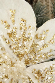 Flor Navidad Blanca con Pinza